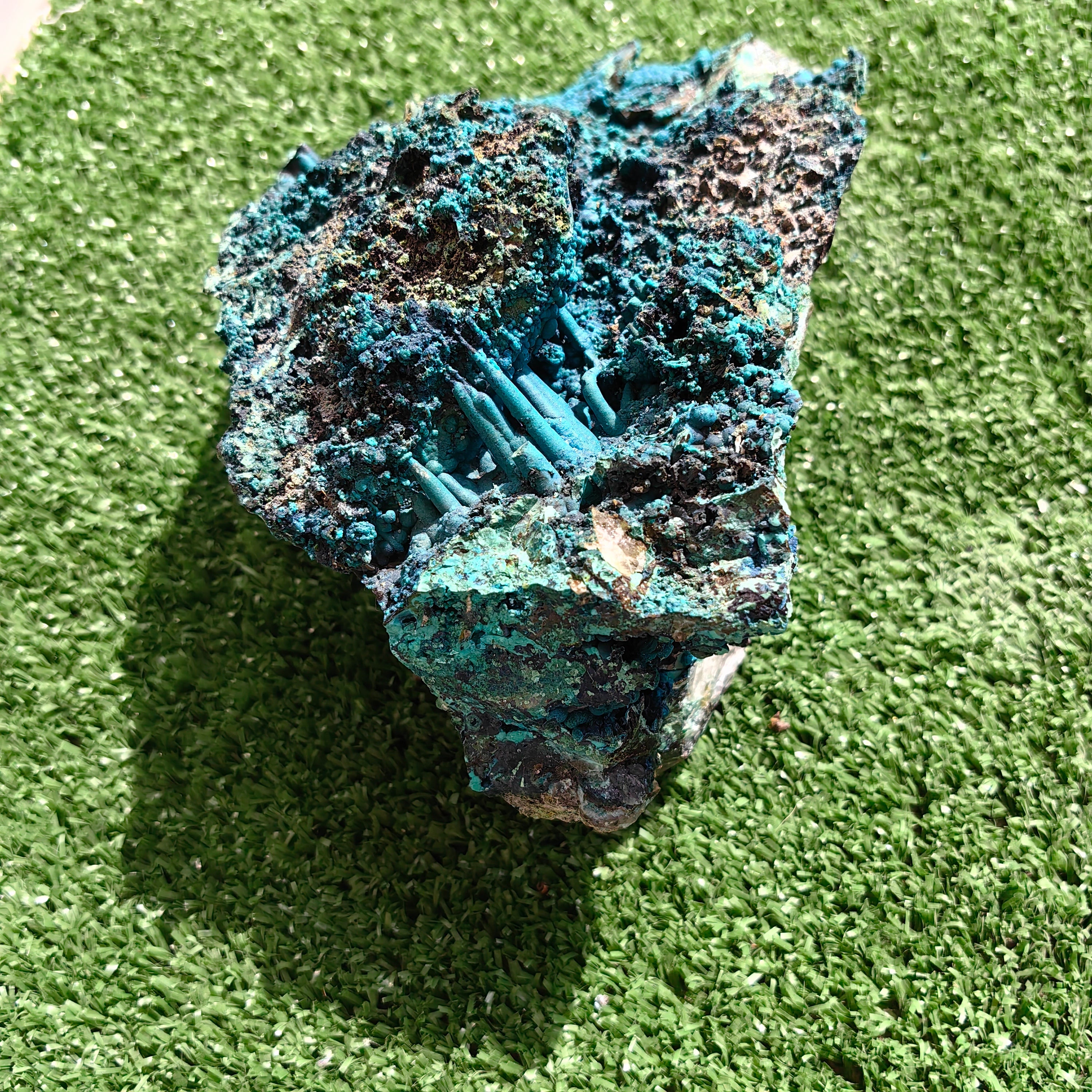 Chrysocolla on Quartz from mine tentadora