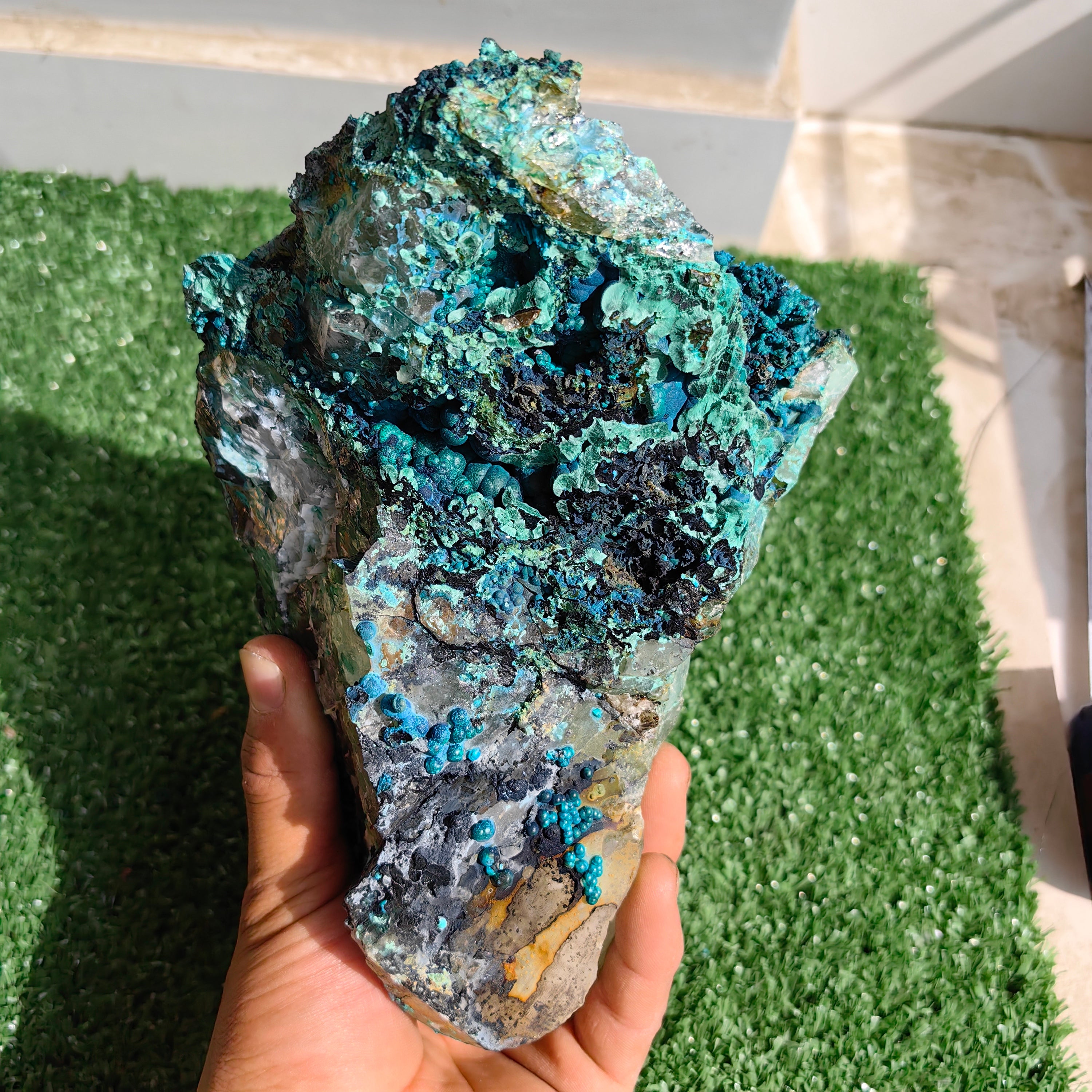 Chrysocolla on Quartz from mine tentadora