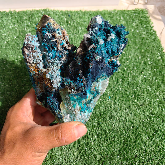 Chrysocolla on Quartz from mine tentadora