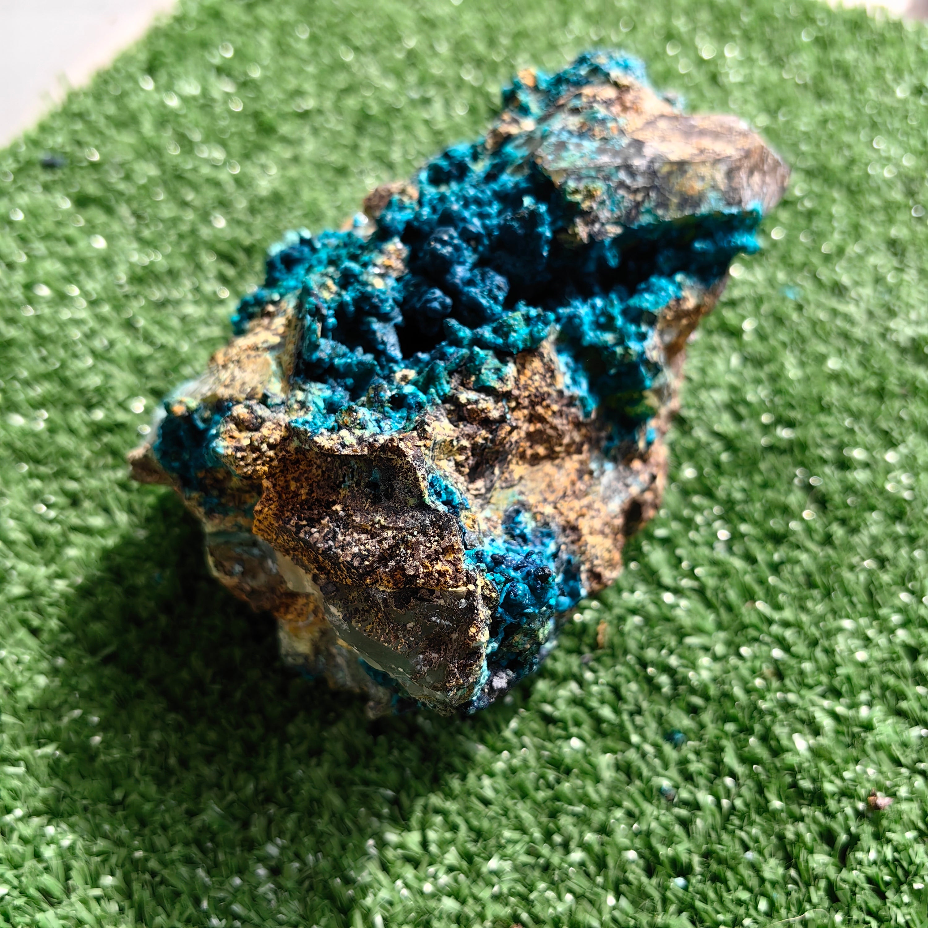 Chrysocolla on Quartz from mine tentadora