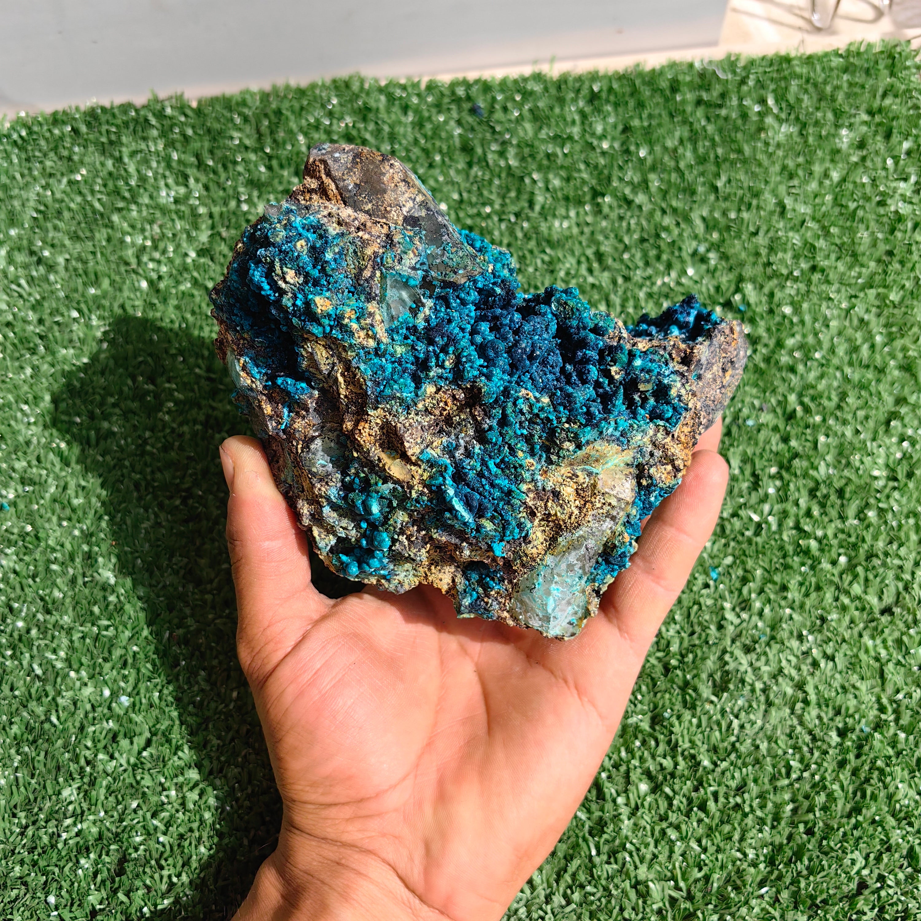 Chrysocolla on Quartz from mine tentadora