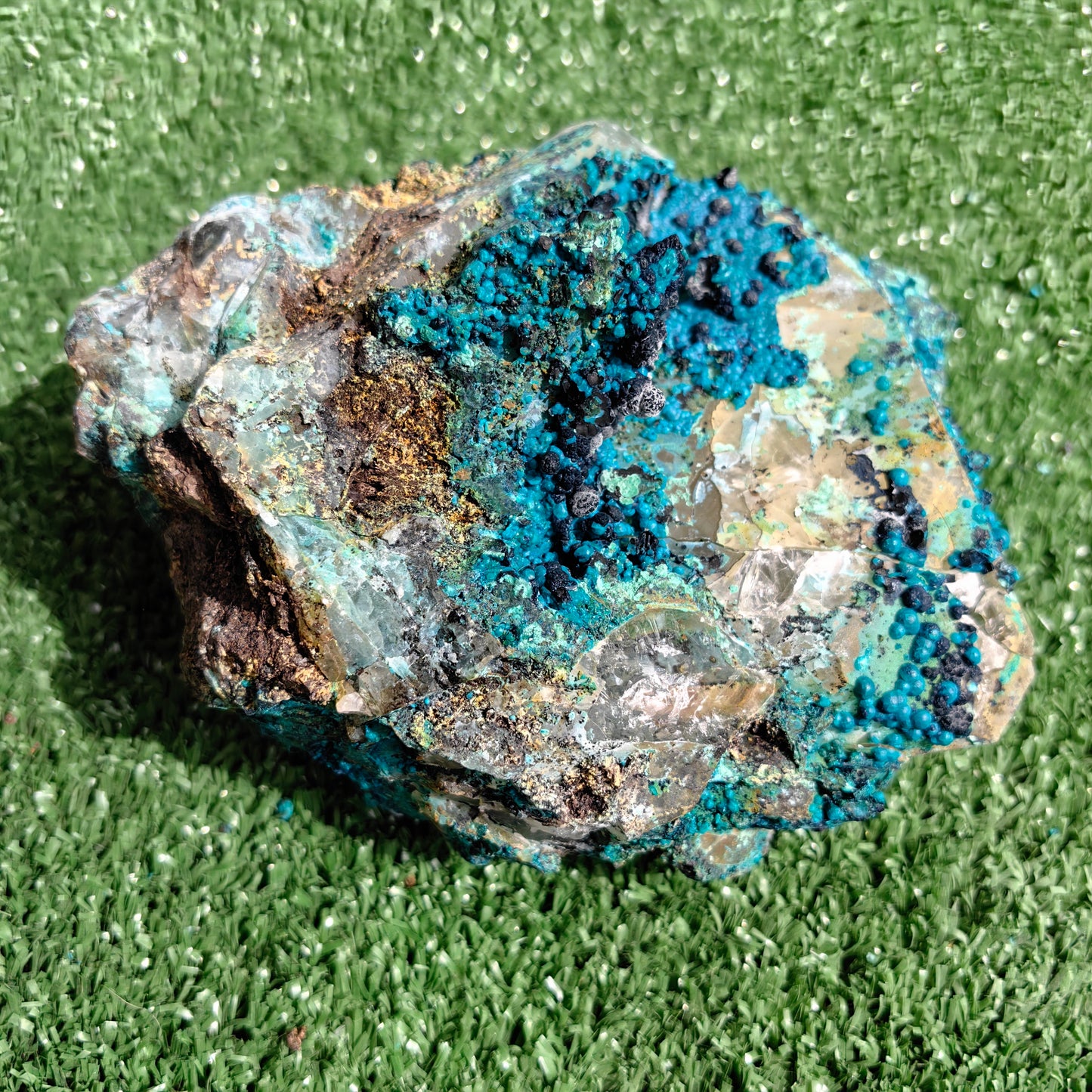 Chrysocolla on Quartz from mine tentadora