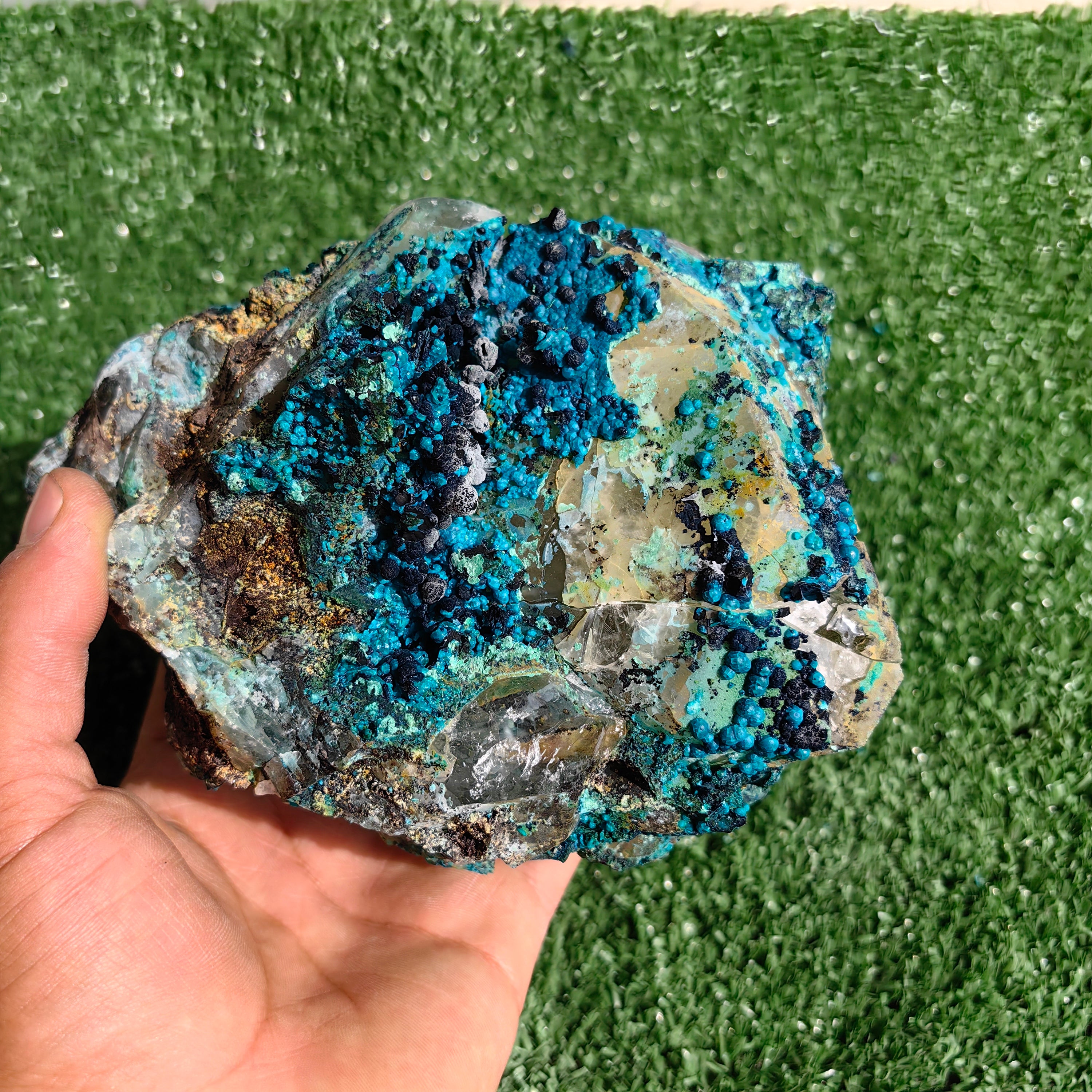 Chrysocolla on Quartz from mine tentadora
