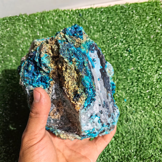 Chrysocolla on Quartz from mine tentadora