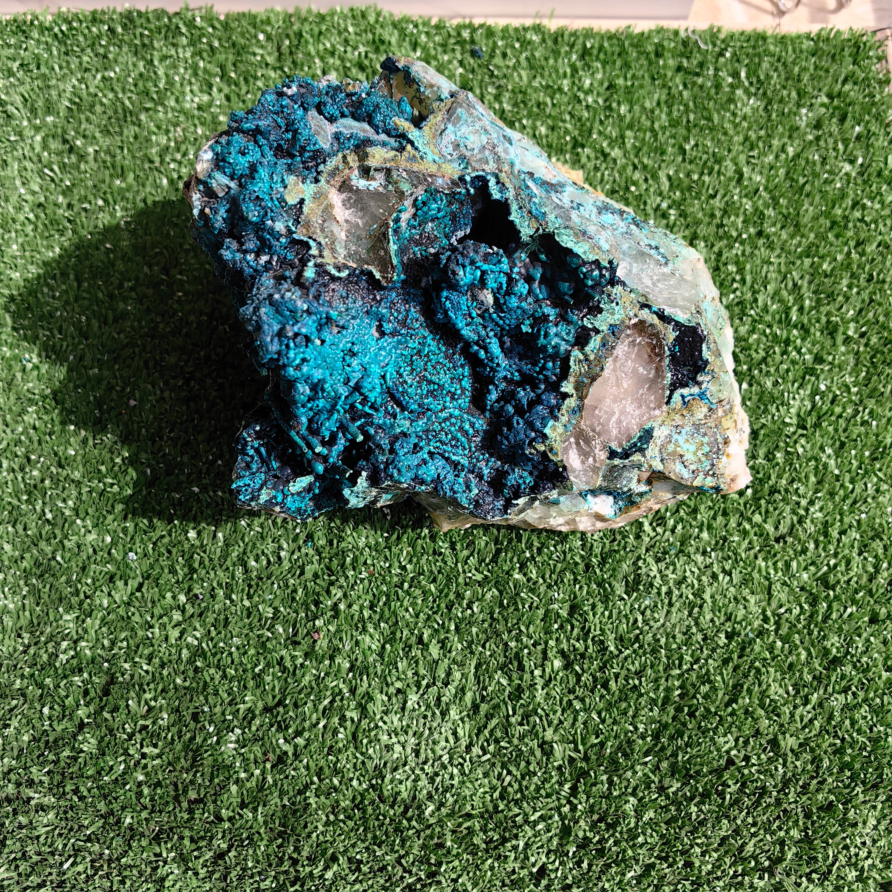 Chrysocolla on Quartz from mine tentadora