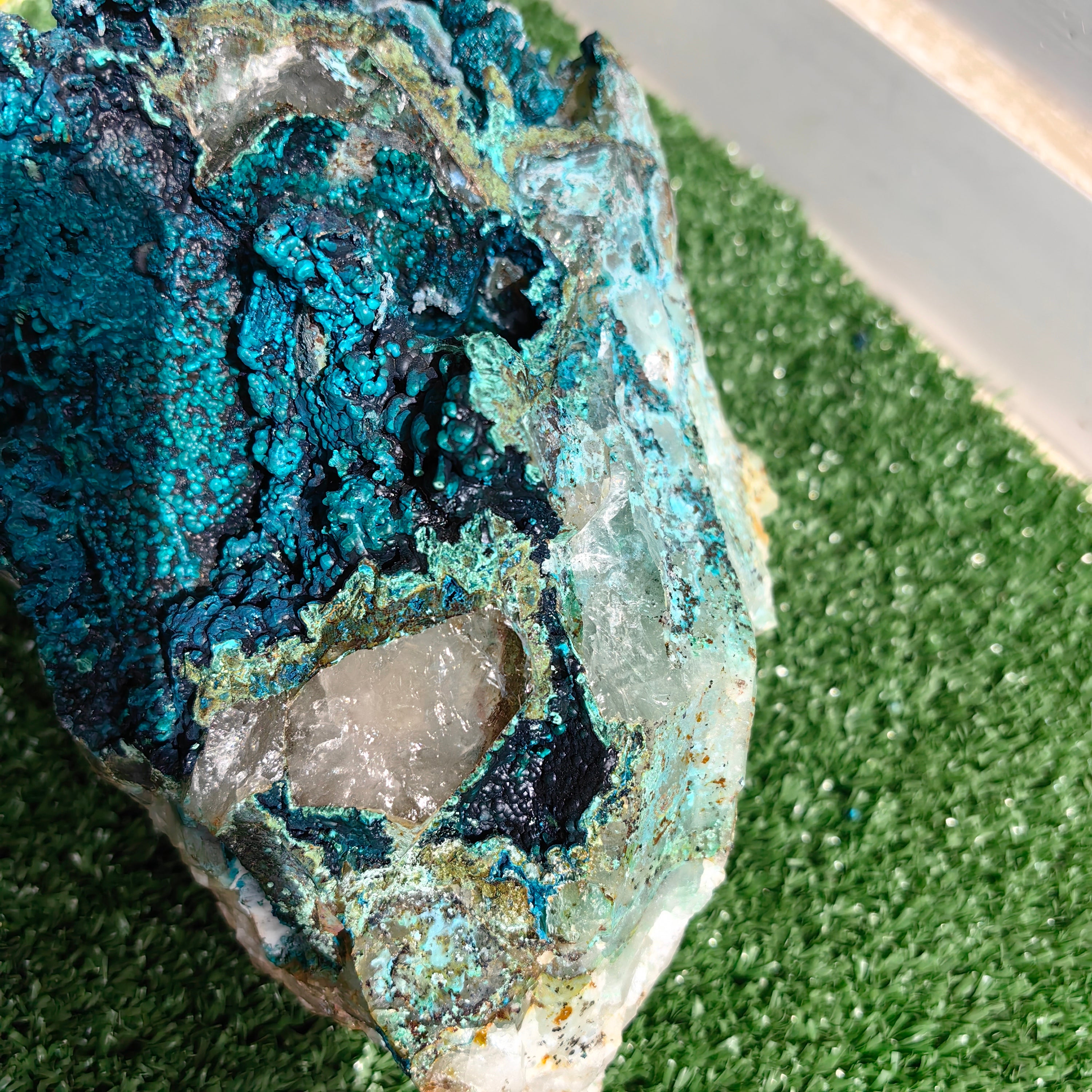 Chrysocolla on Quartz from mine tentadora