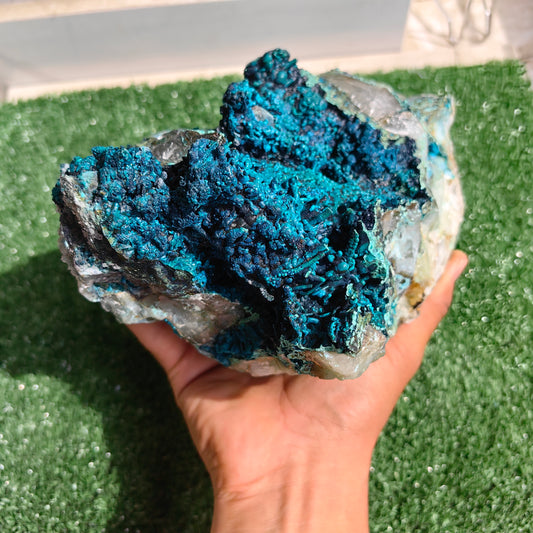 Chrysocolla on Quartz from mine tentadora