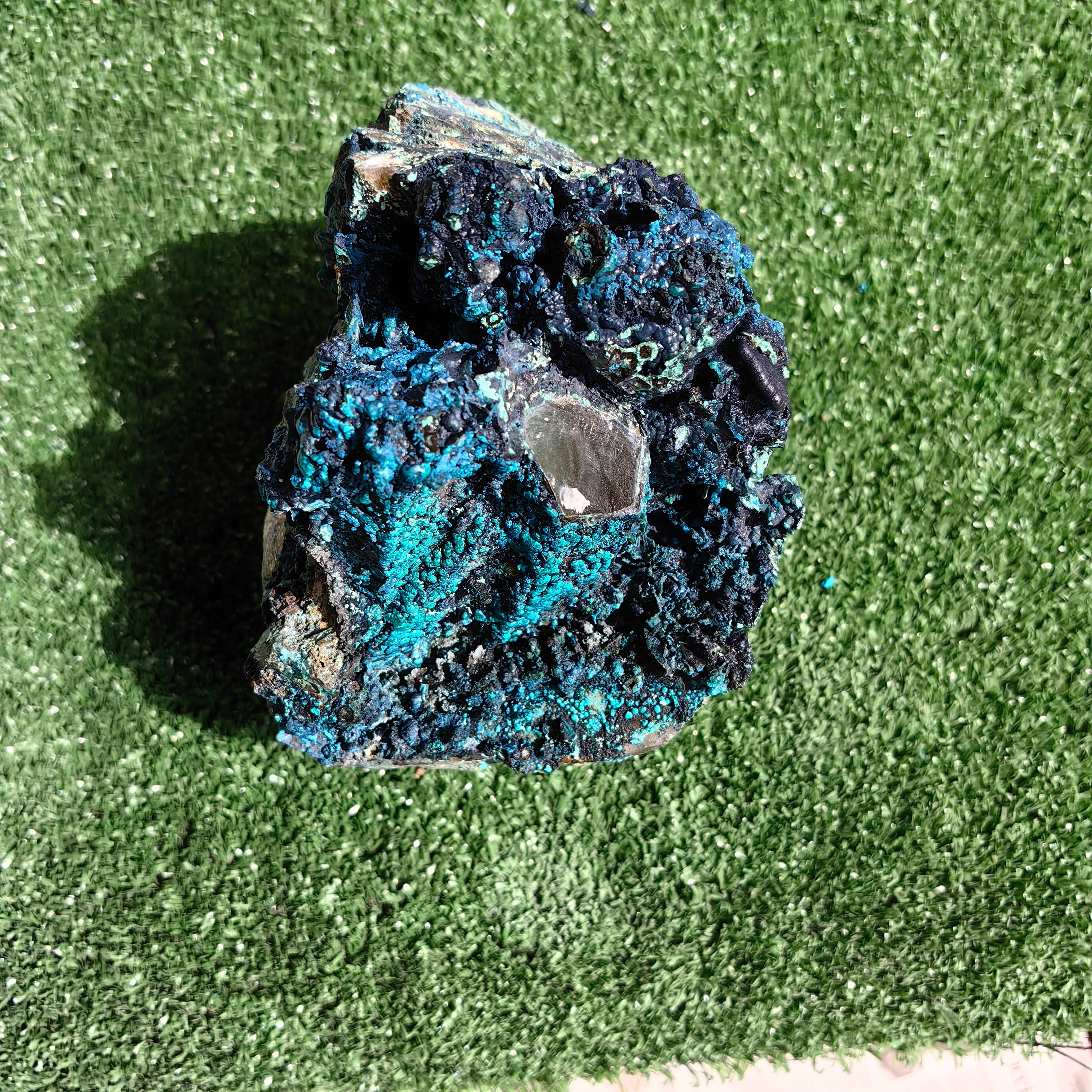 Chrysocolla on Quartz from mine tentadora