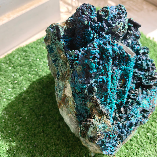 Chrysocolla on Quartz from mine tentadora