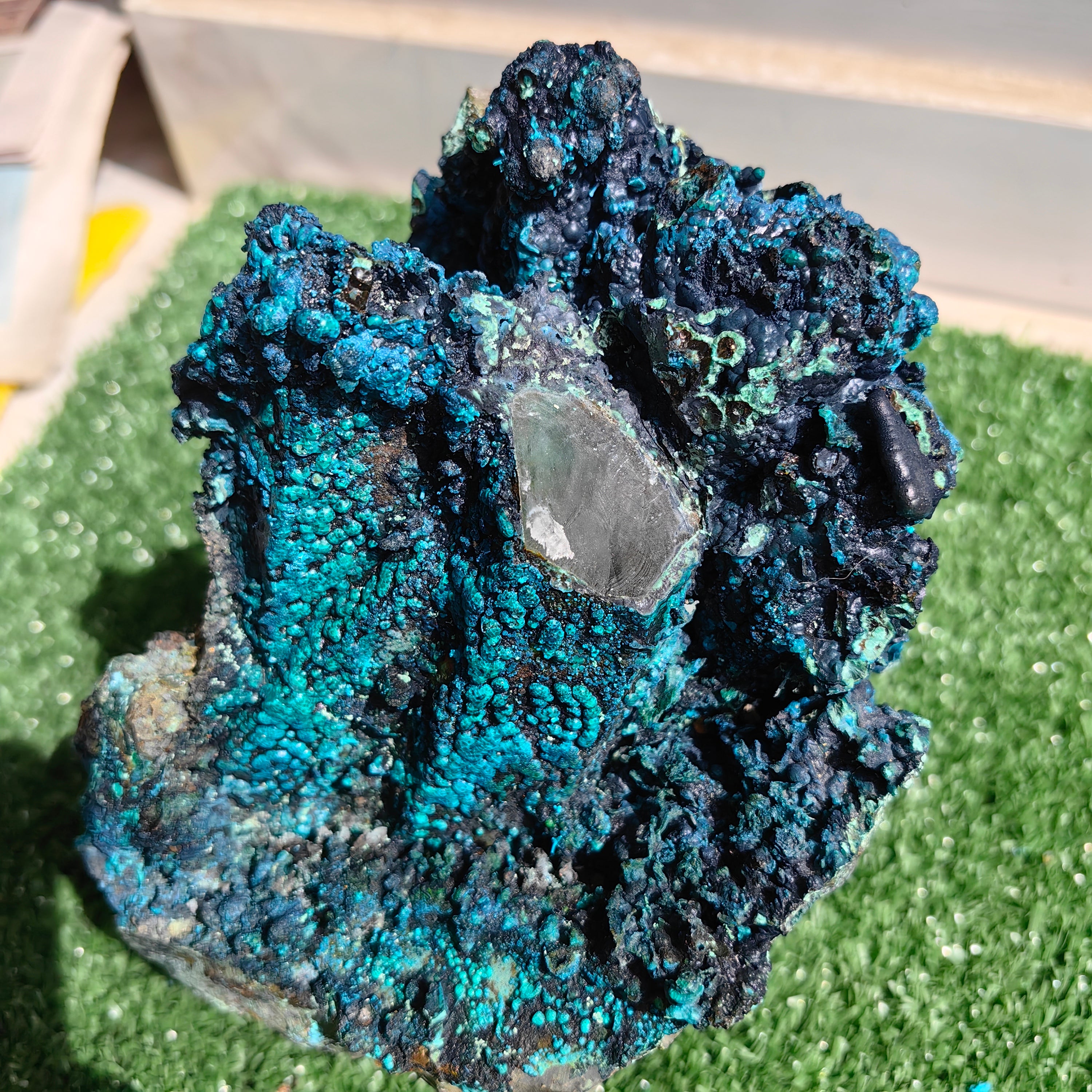 Chrysocolla on Quartz from mine tentadora