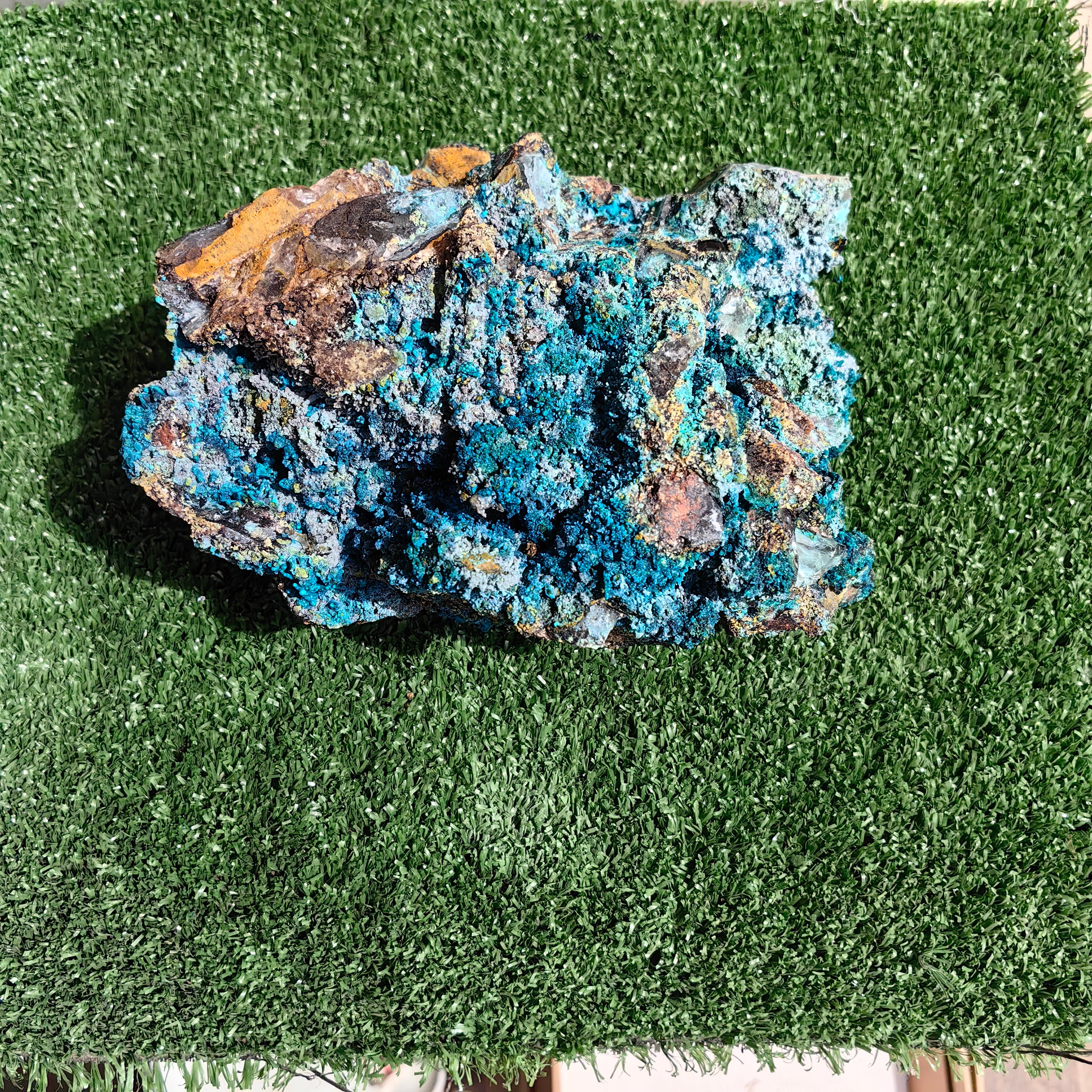 Chrysocolla on Quartz from mine tentadora