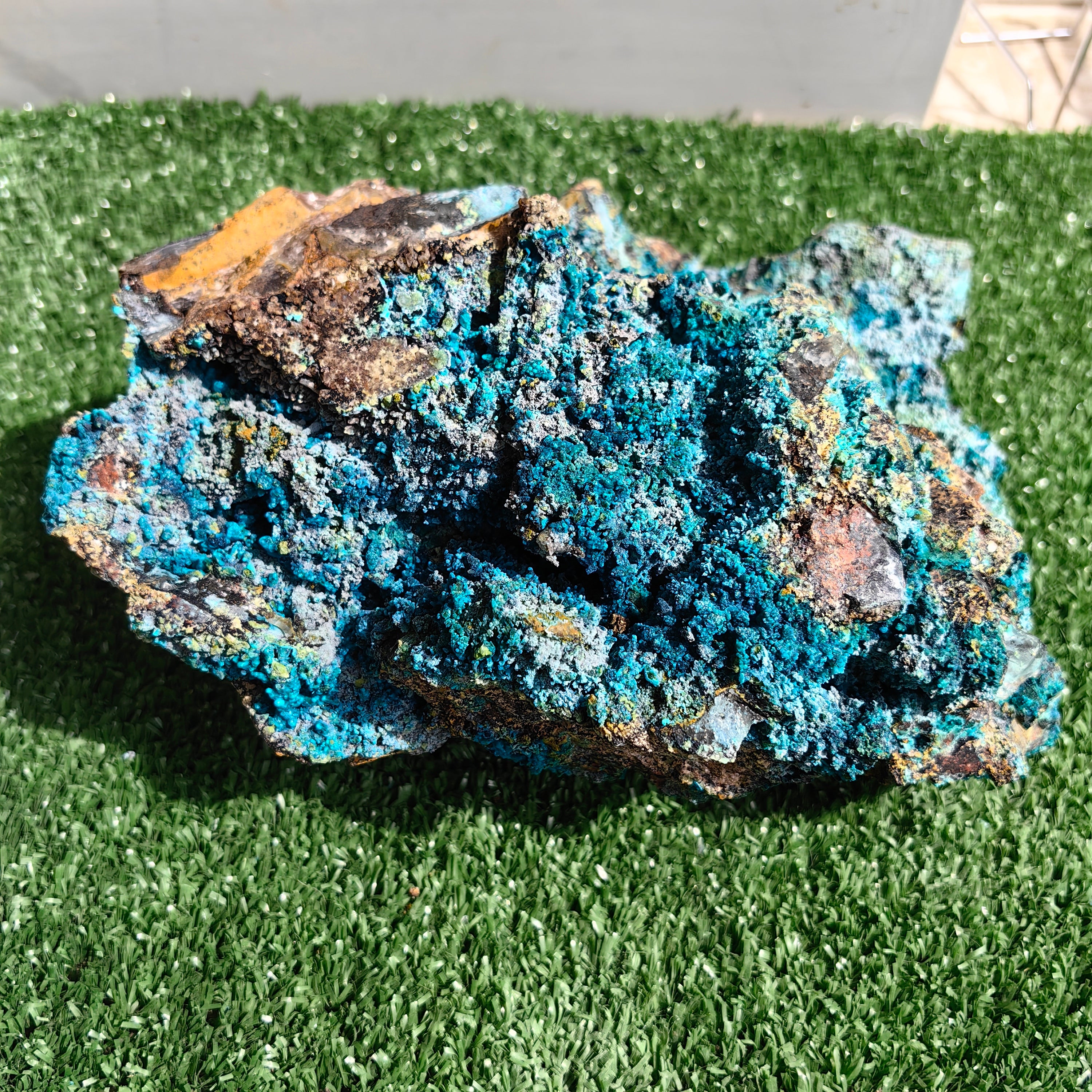 Chrysocolla on Quartz from mine tentadora
