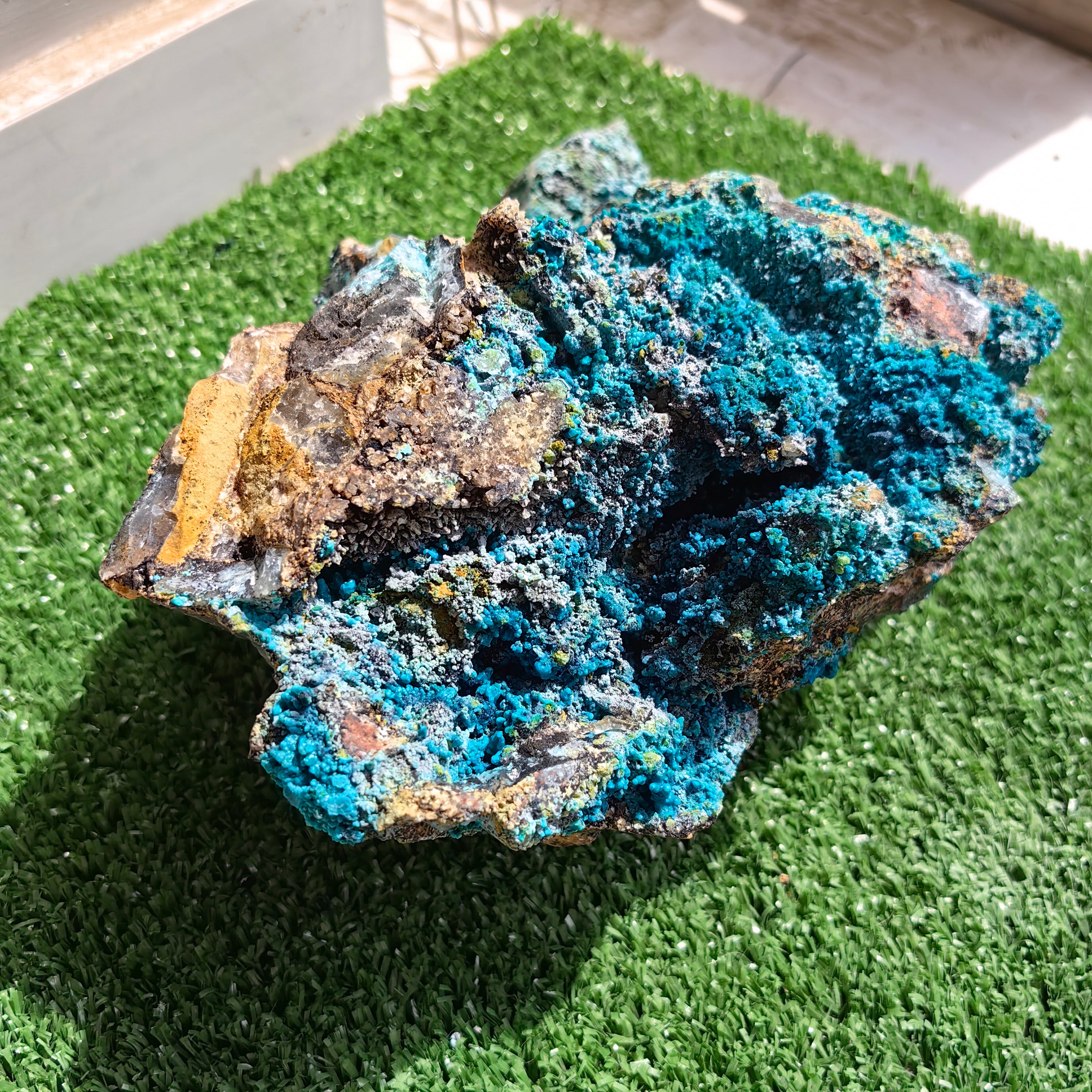 Chrysocolla on Quartz from mine tentadora