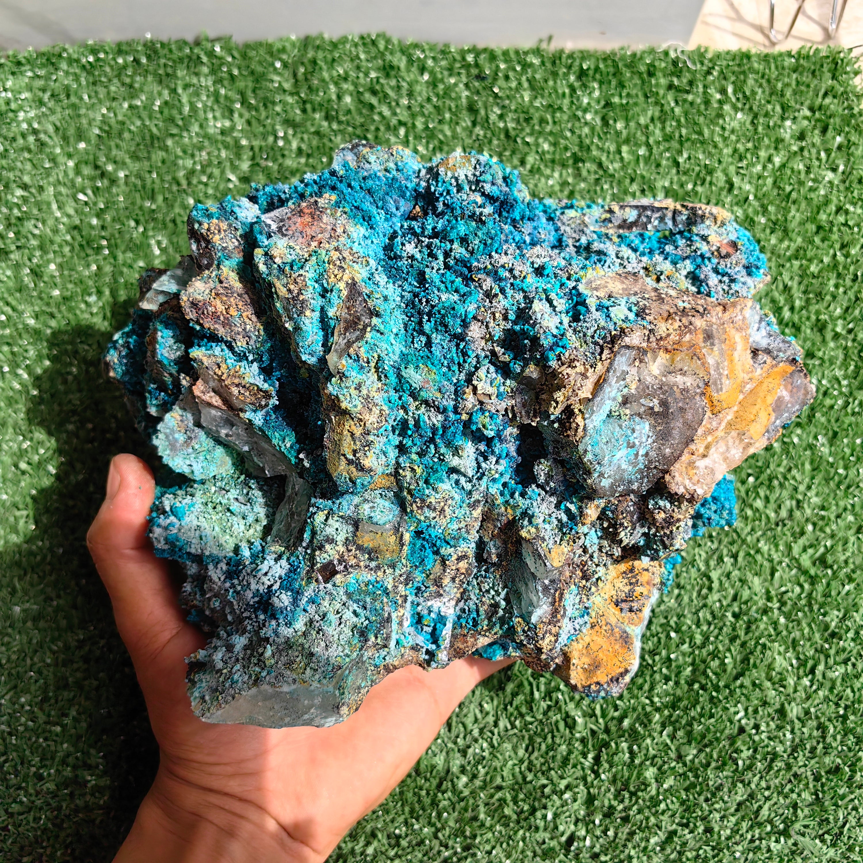 Chrysocolla on Quartz from mine tentadora