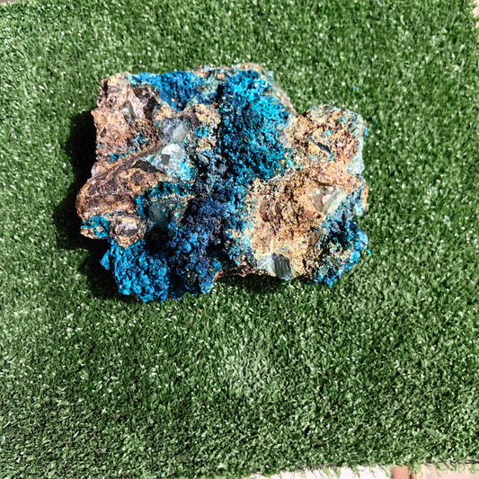 Chrysocolla on Quartz from mine tentadora