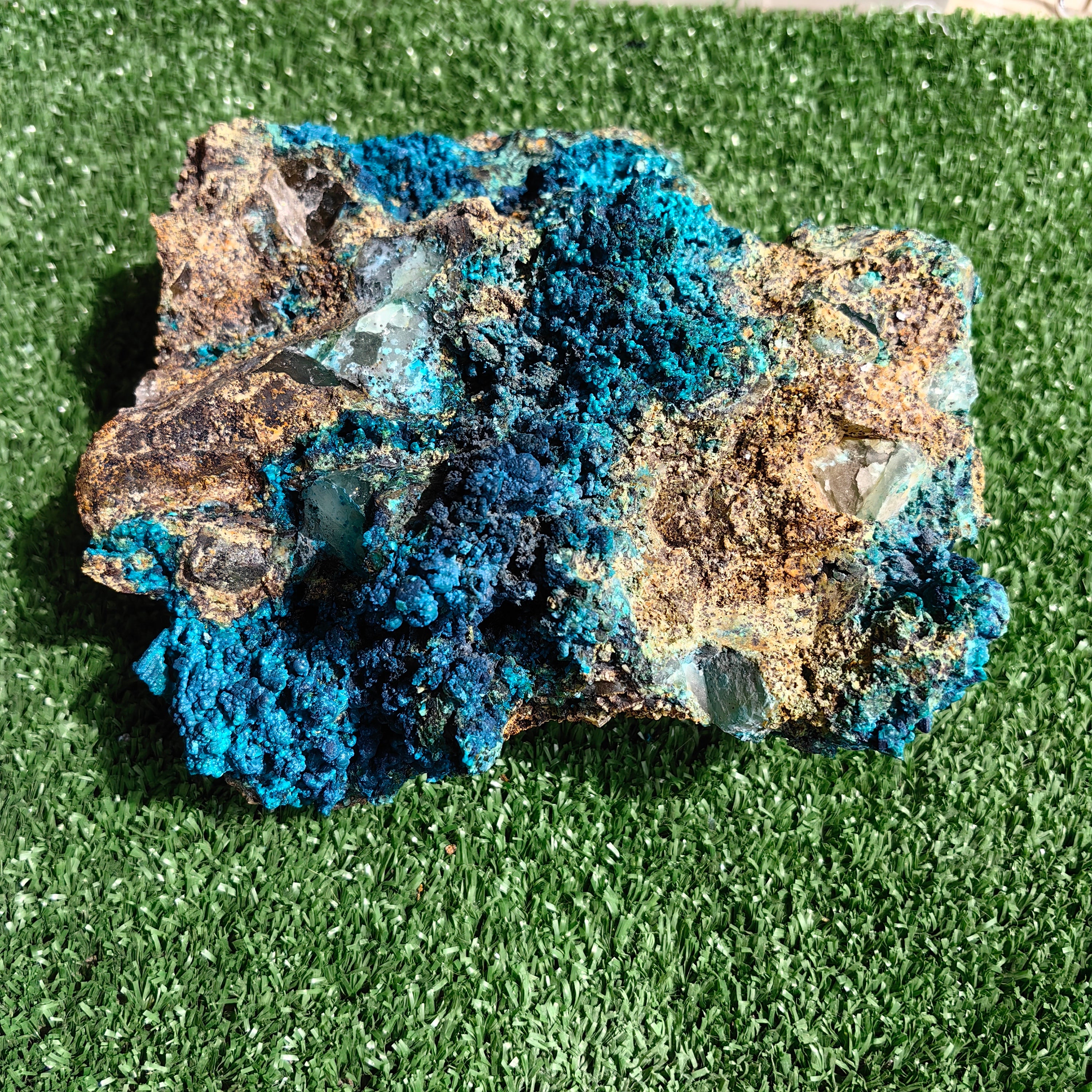 Chrysocolla on Quartz from mine tentadora