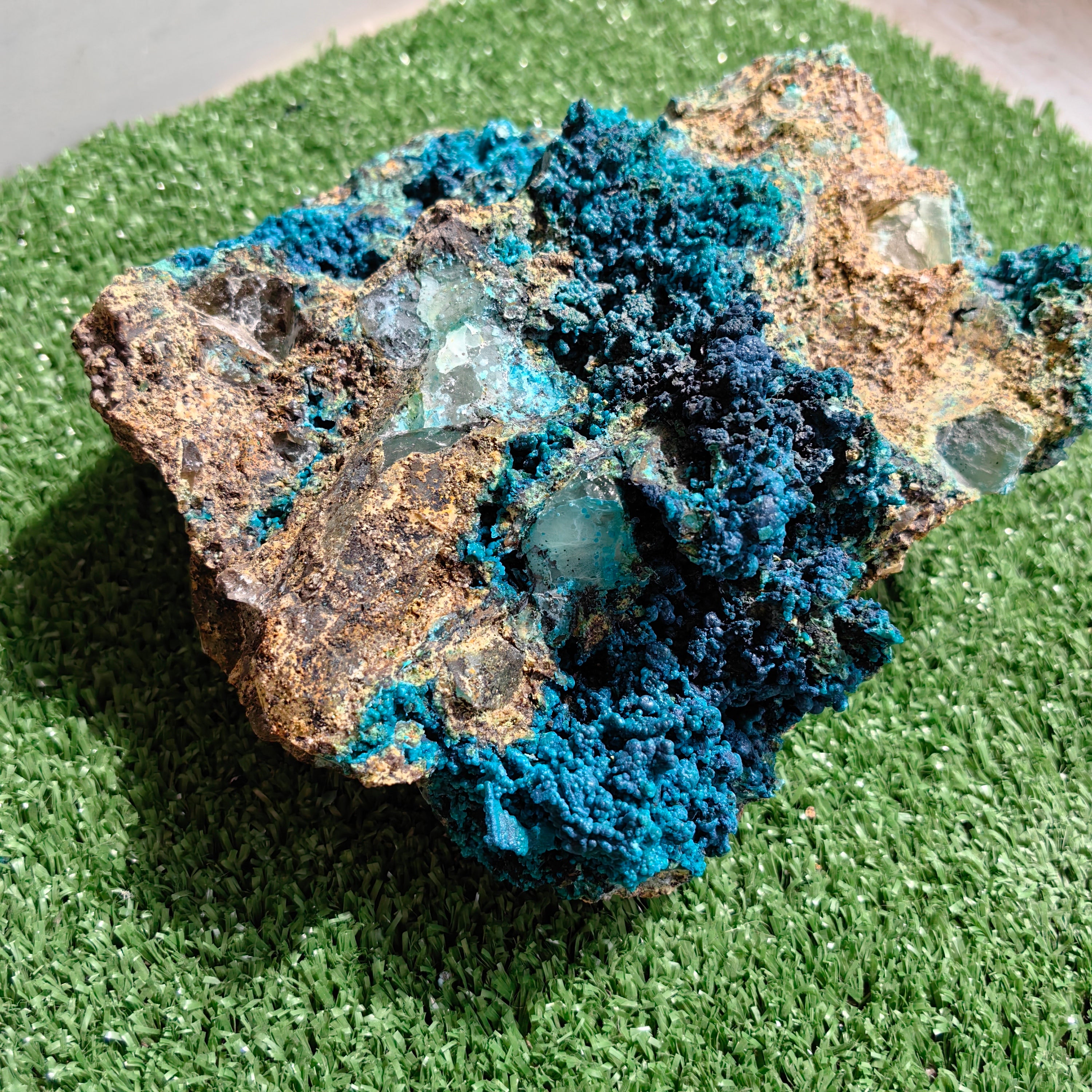 Chrysocolla on Quartz from mine tentadora