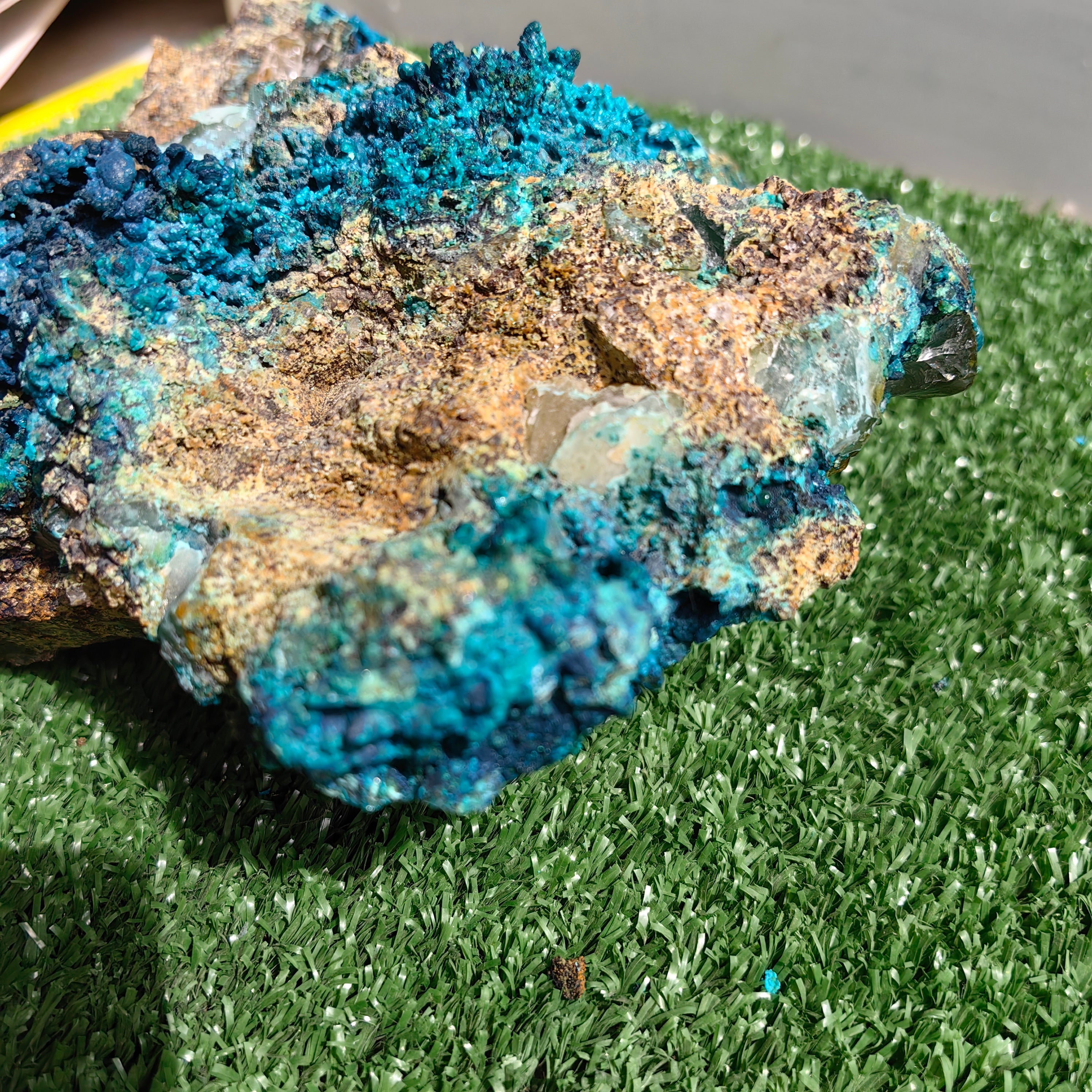 Chrysocolla on Quartz from mine tentadora