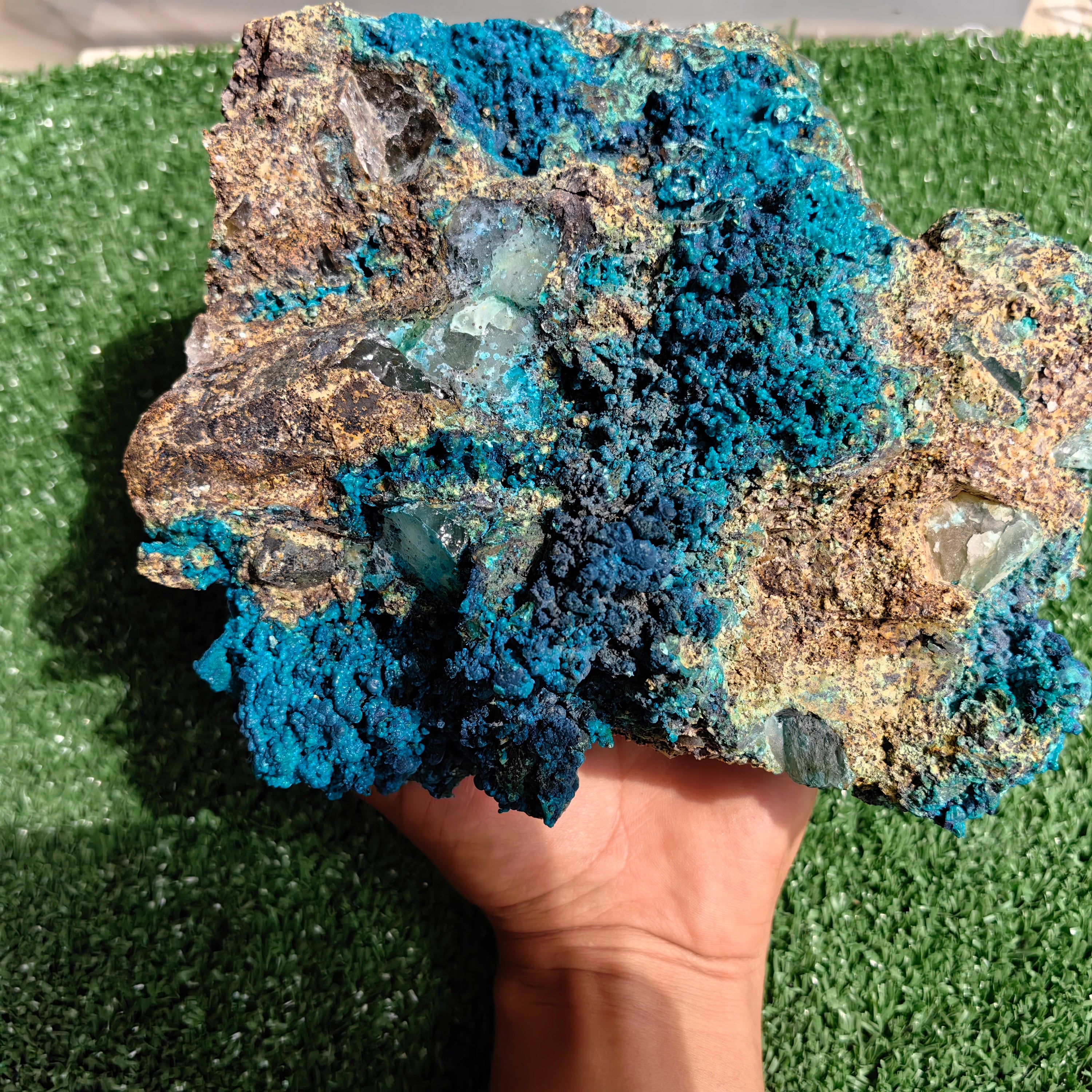 Chrysocolla on Quartz from mine tentadora