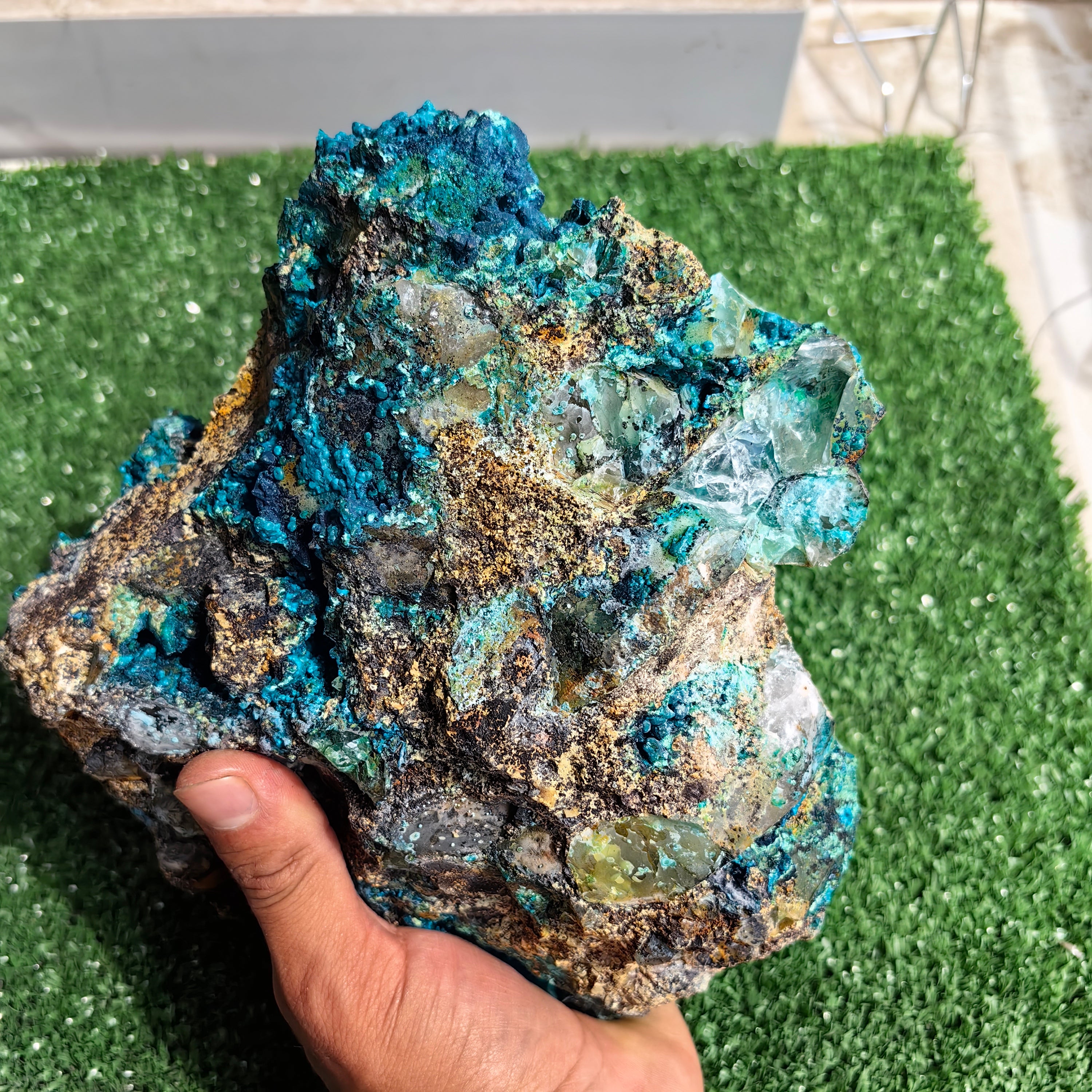 Chrysocolla on Quartz from mine tentadora