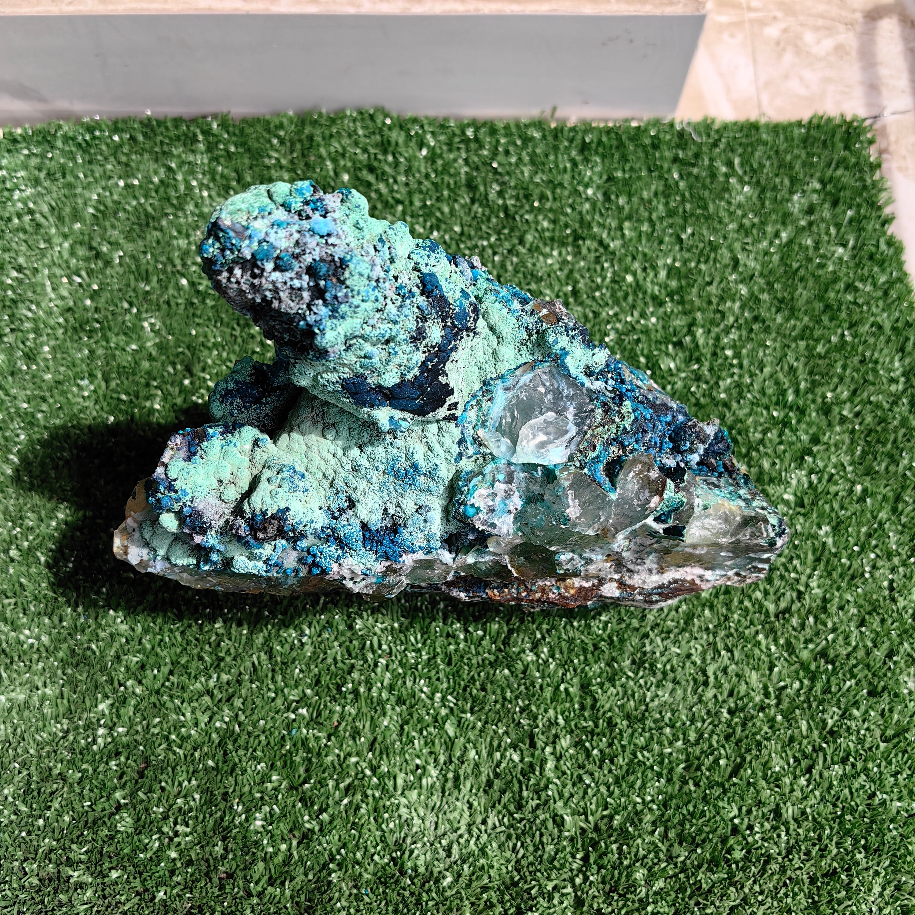 Chrysocolla on Quartz from mine tentadora