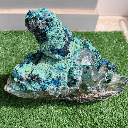 Chrysocolla on Quartz from mine tentadora