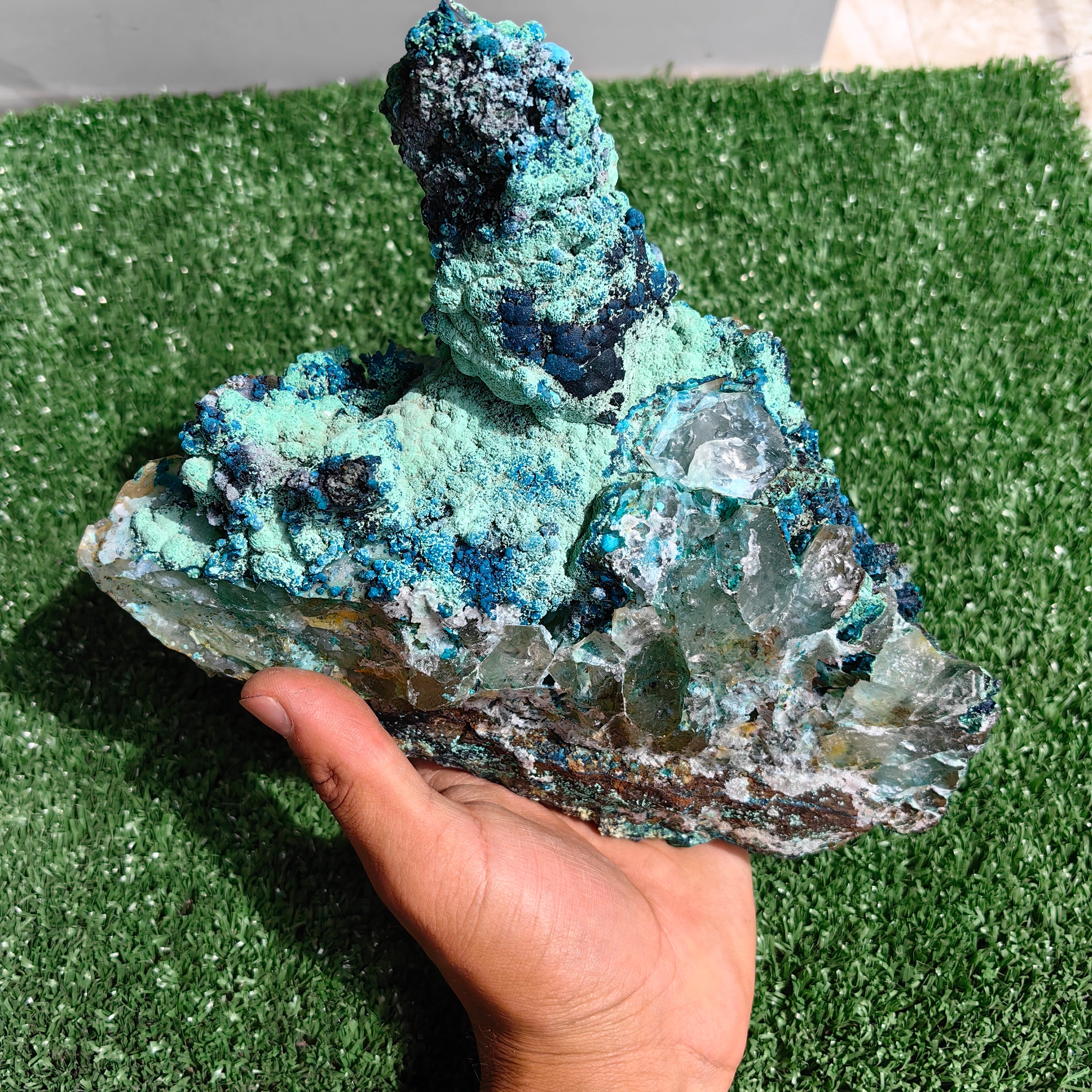 Chrysocolla on Quartz from mine tentadora