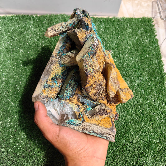 Chrysocolla on Quartz from mine tentadora