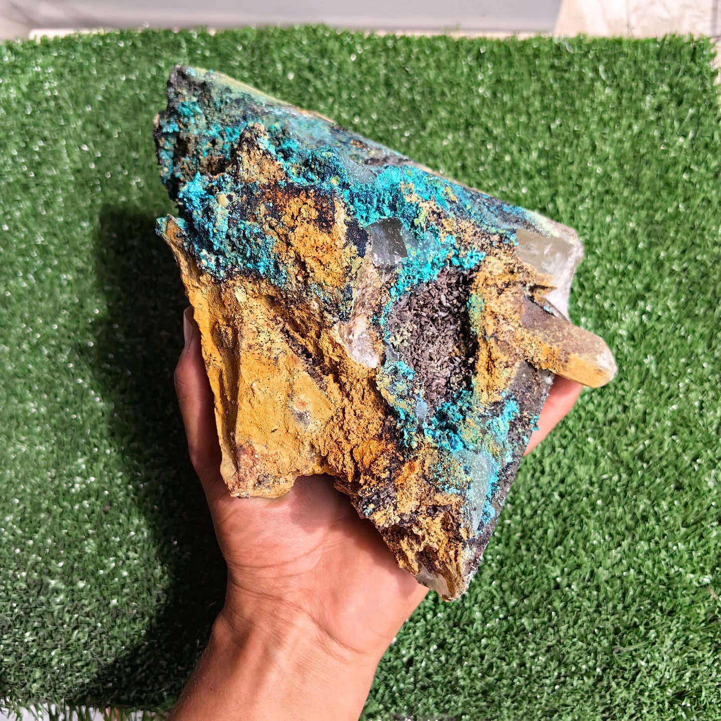 Chrysocolla on Quartz from mine tentadora