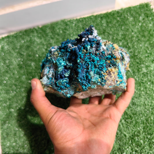 Chrysocolla on Quartz from mine tentadora