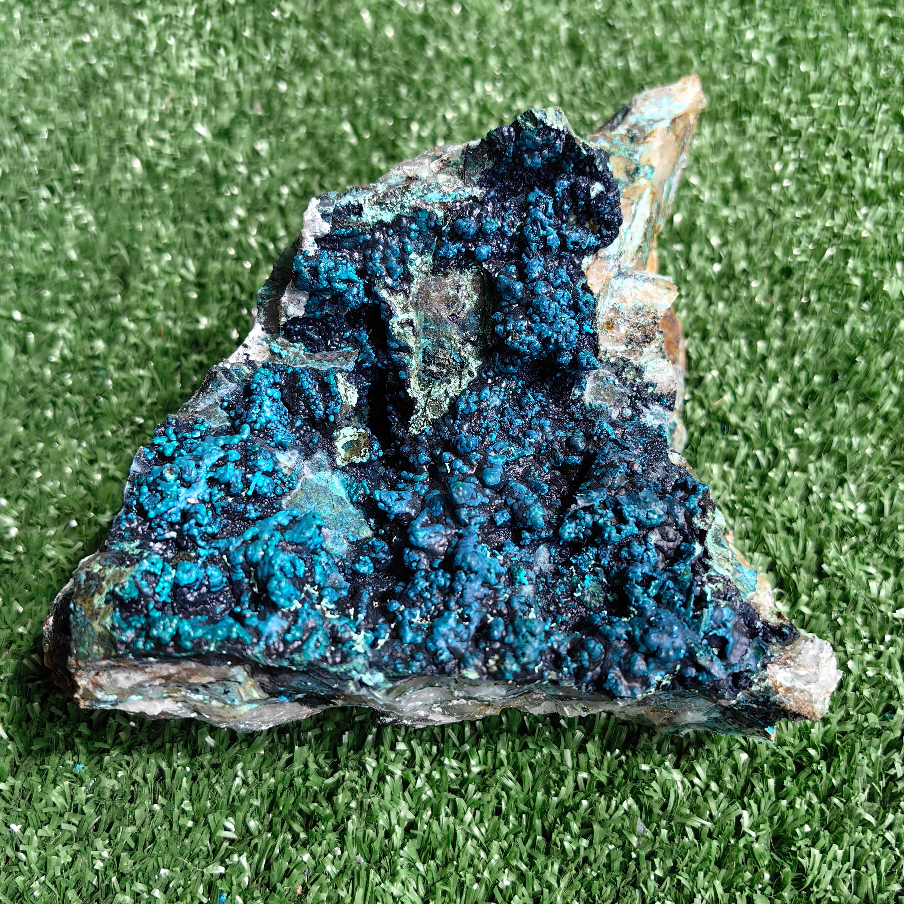 Chrysocolla on Quartz from mine tentadora