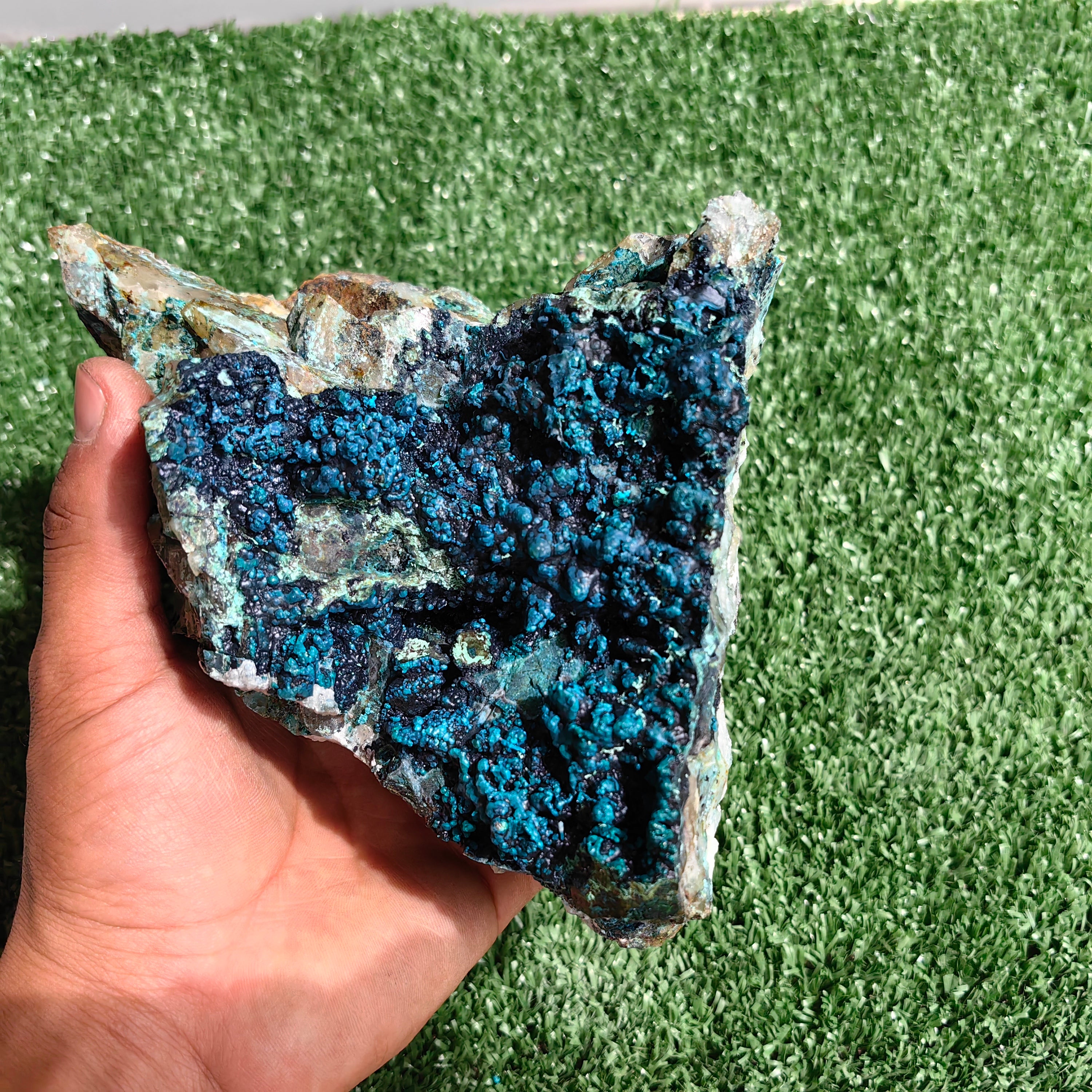 Chrysocolla on Quartz from mine tentadora