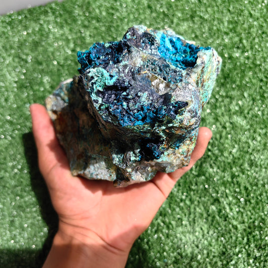 Chrysocolla on Quartz from mine tentadora