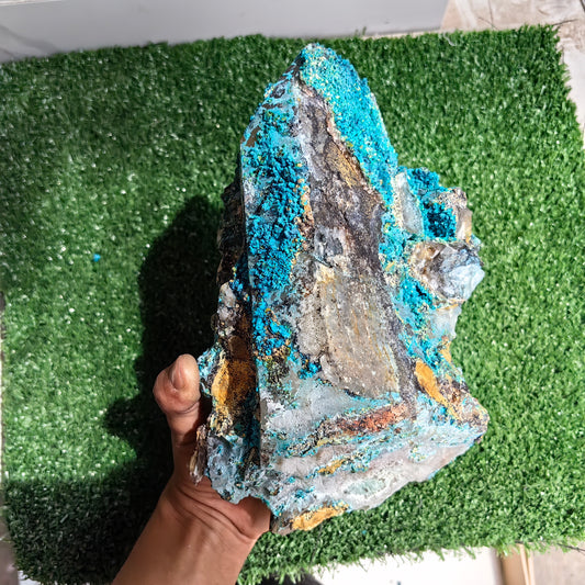 Chrysocolla on Quartz from mine tentadora