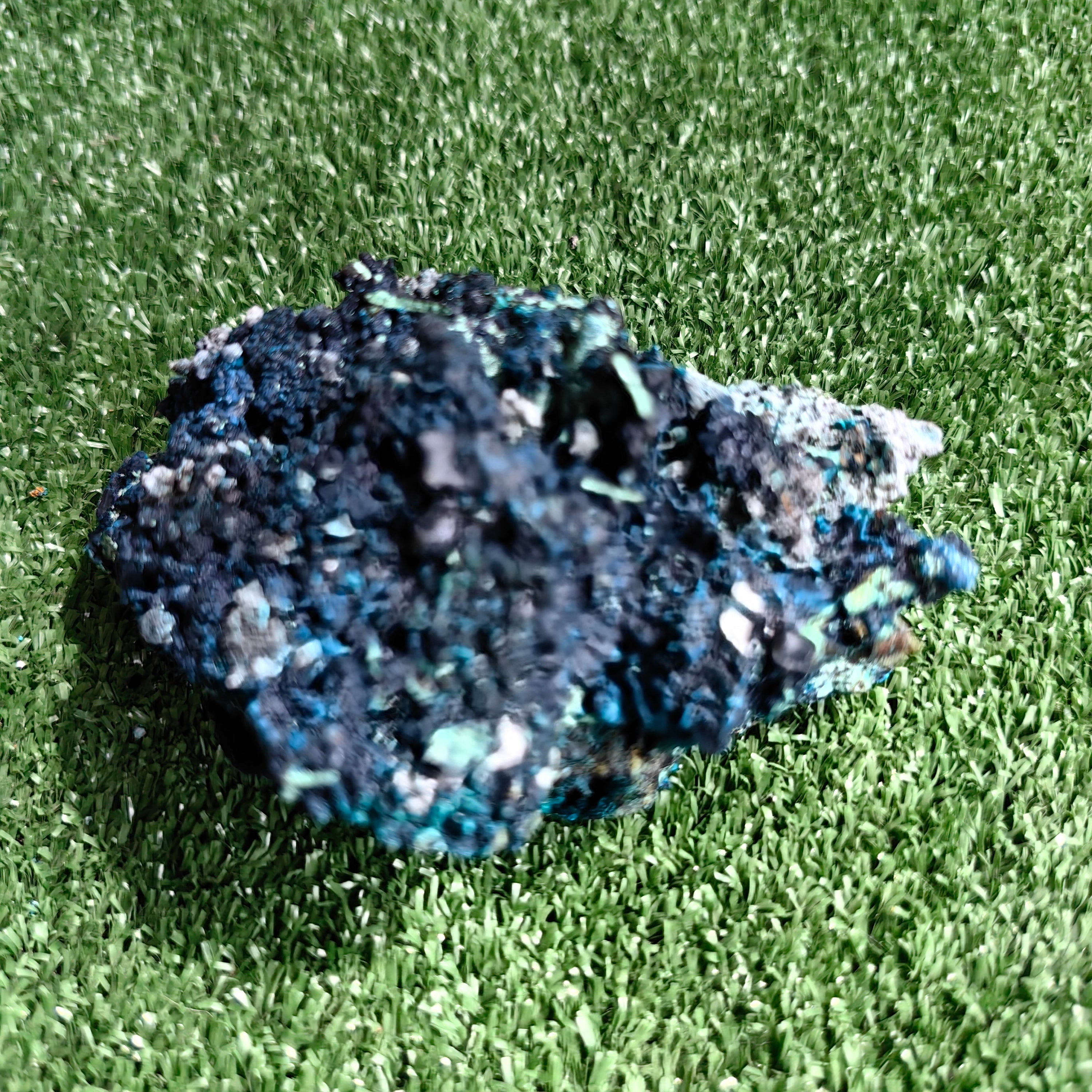 Chrysocolla on Quartz from mine tentadora