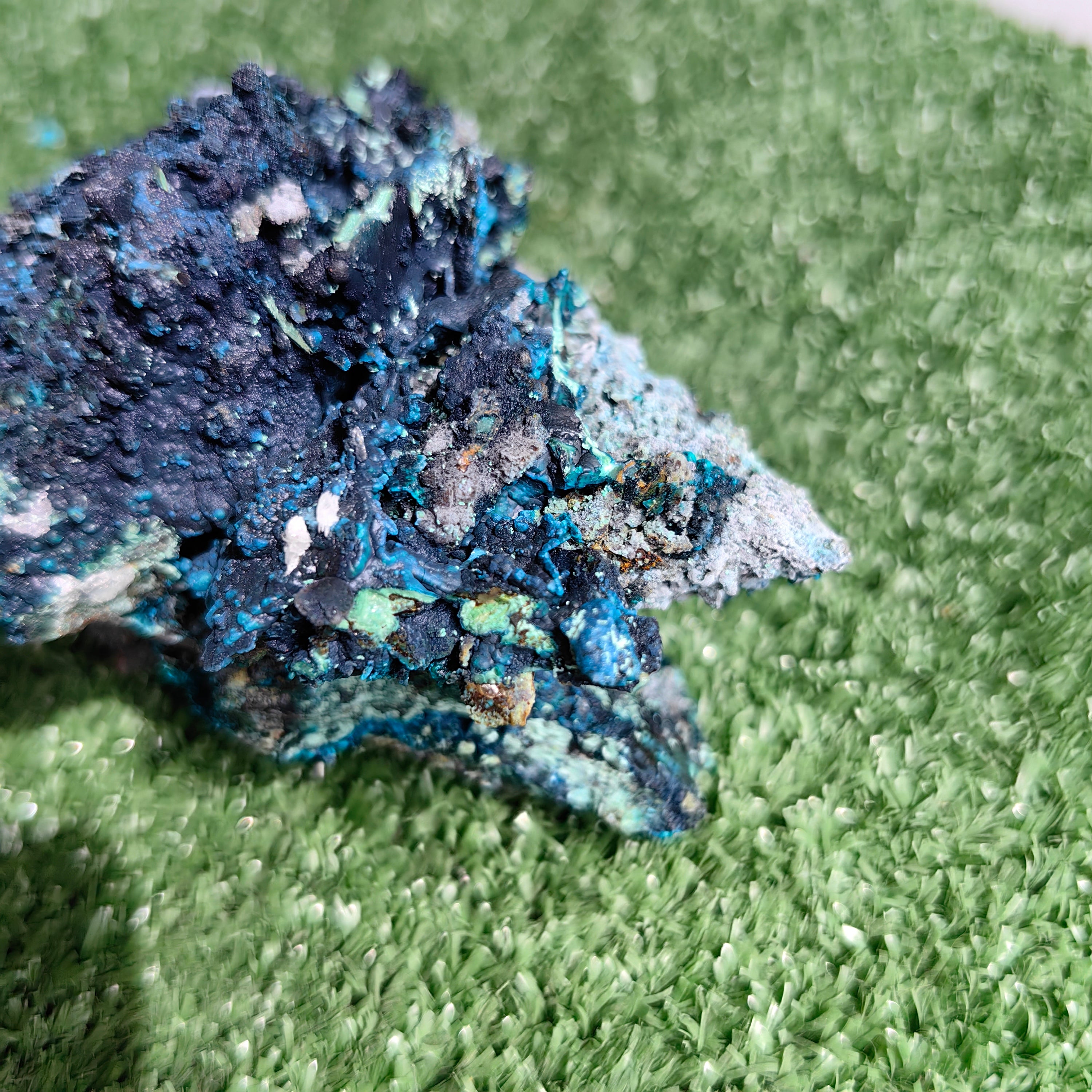Chrysocolla on Quartz from mine tentadora