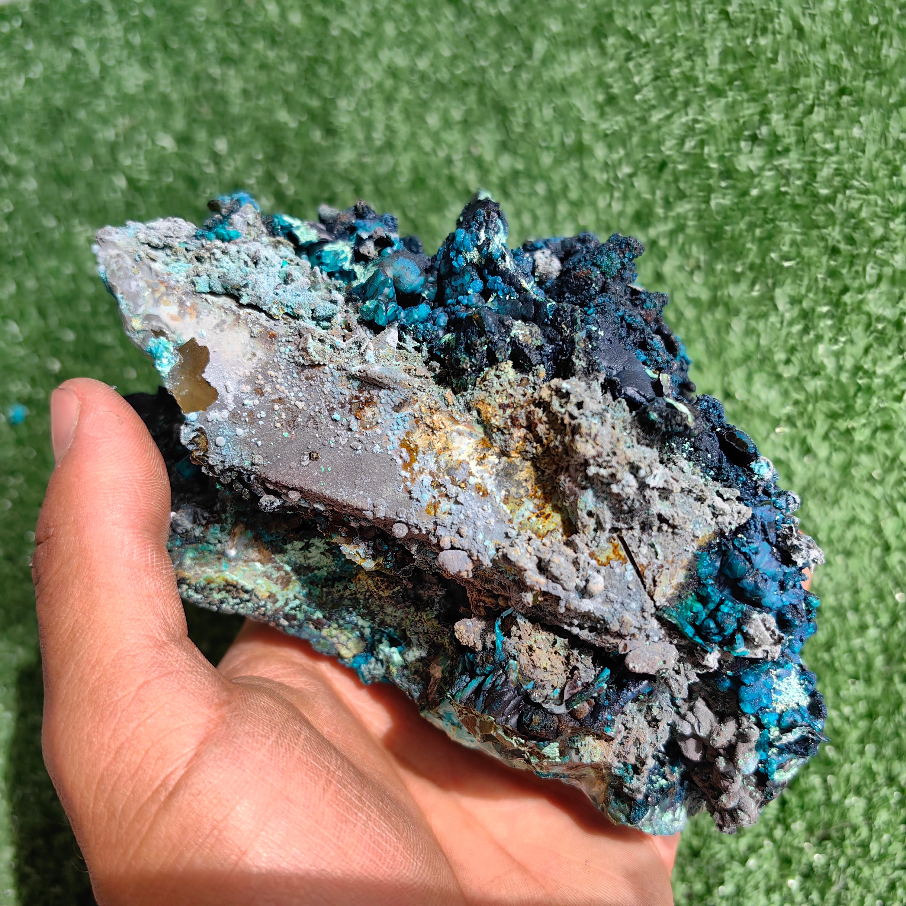 Chrysocolla on Quartz from mine tentadora
