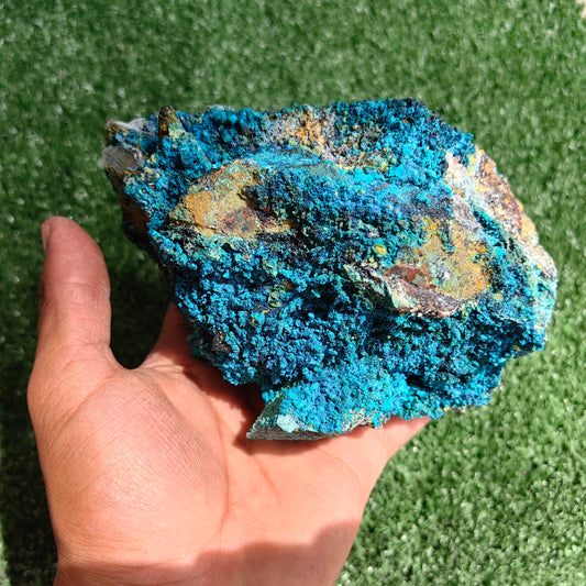 Chrysocolla on Quartz from mine tentadora