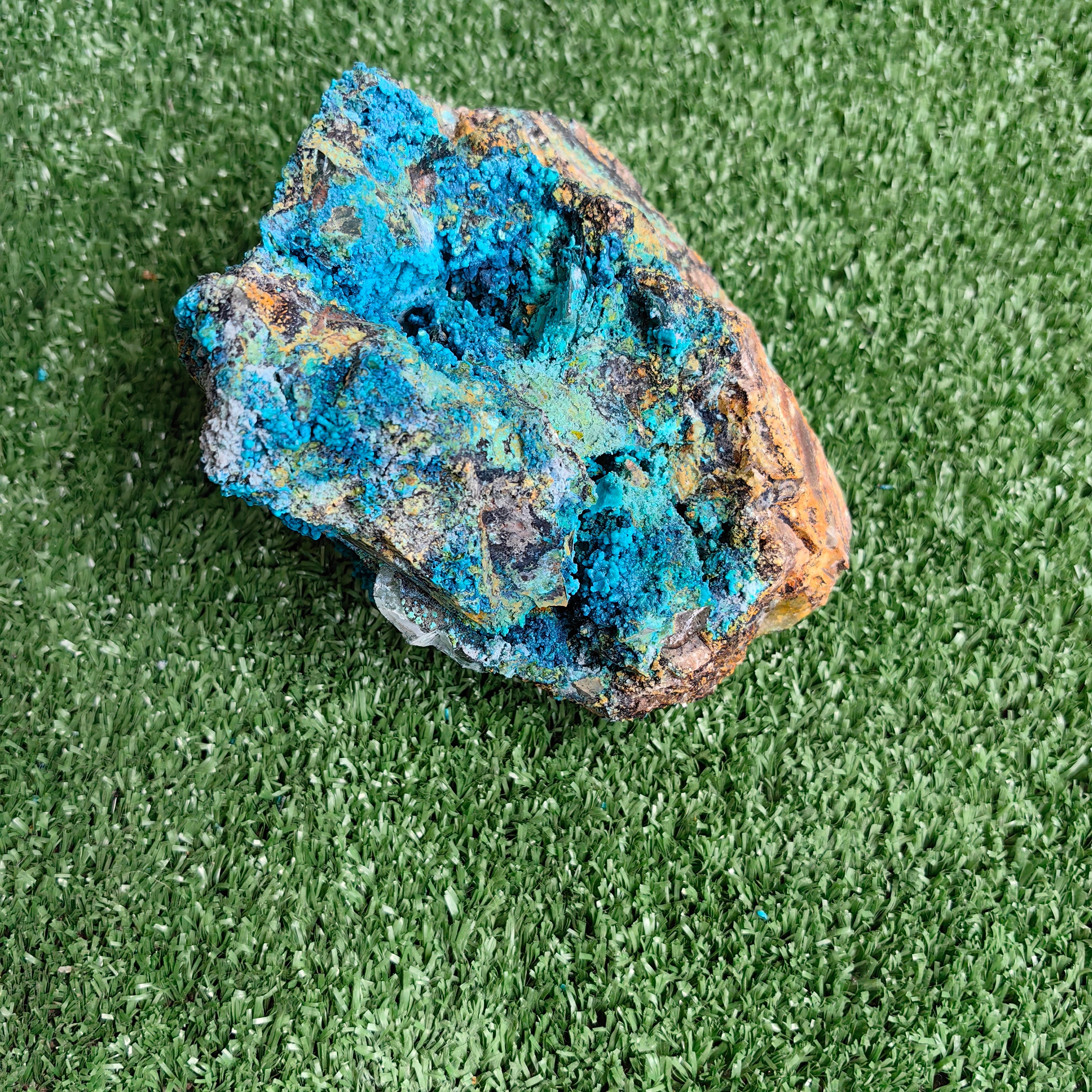 Chrysocolla on Quartz from mine tentadora