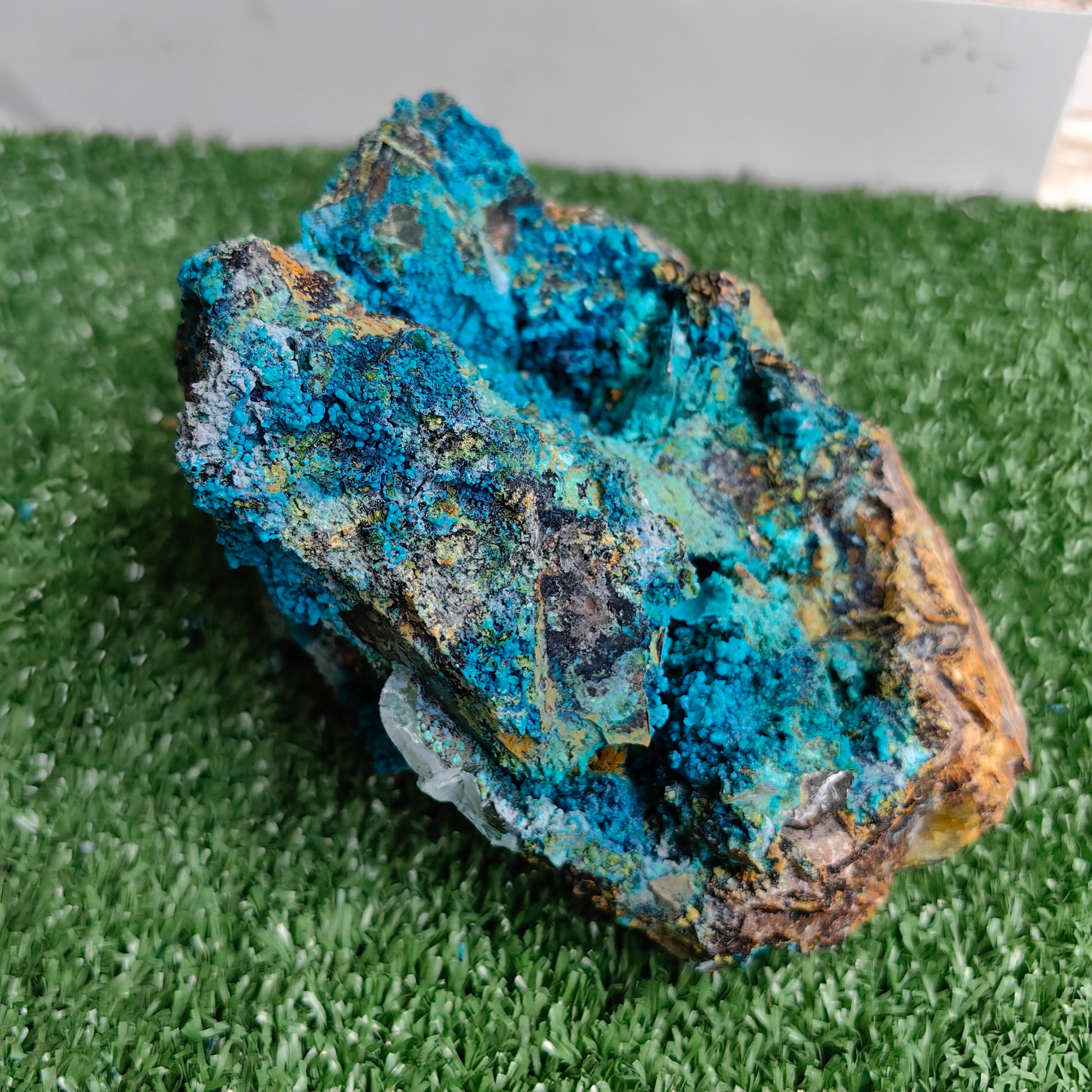Chrysocolla on Quartz from mine tentadora