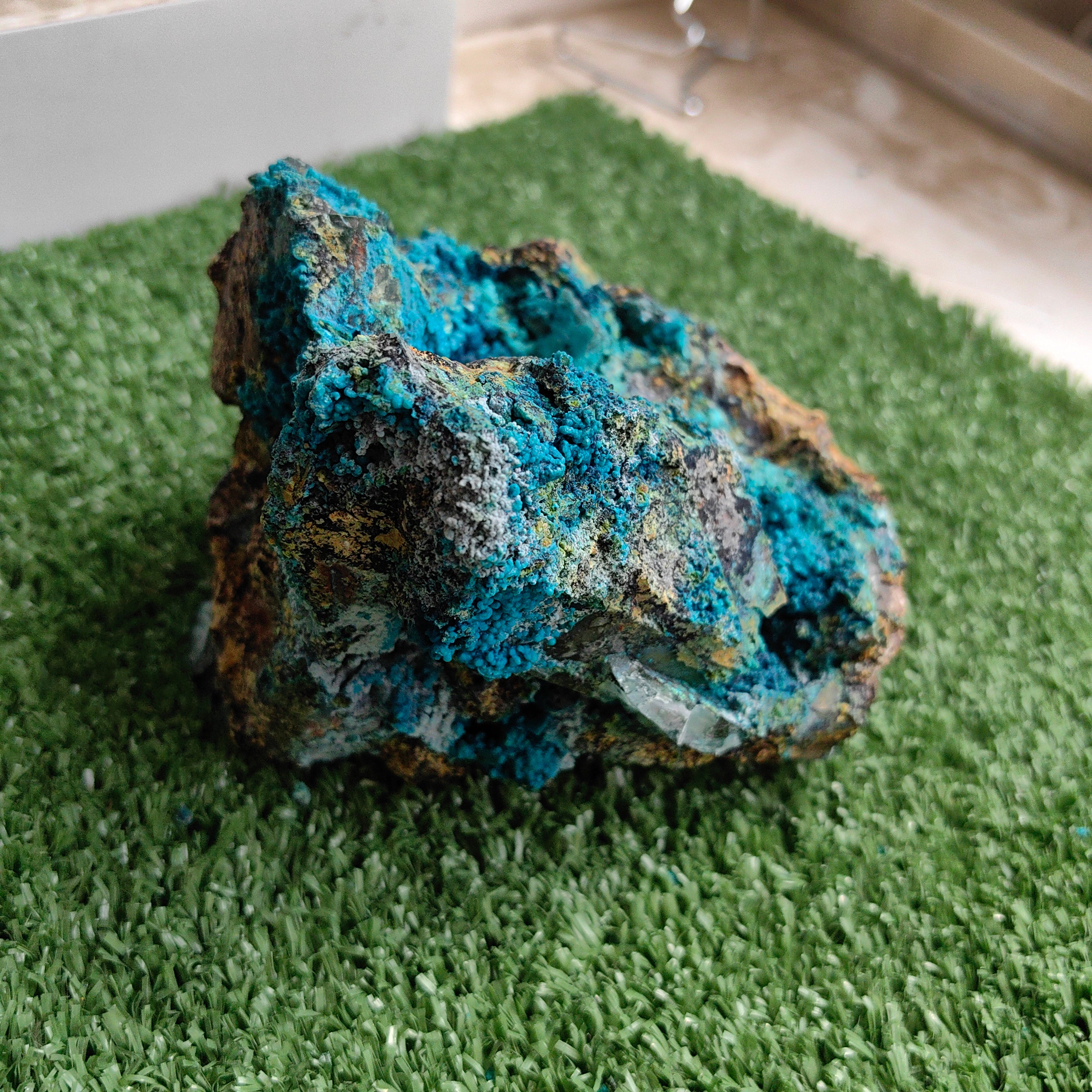 Chrysocolla on Quartz from mine tentadora