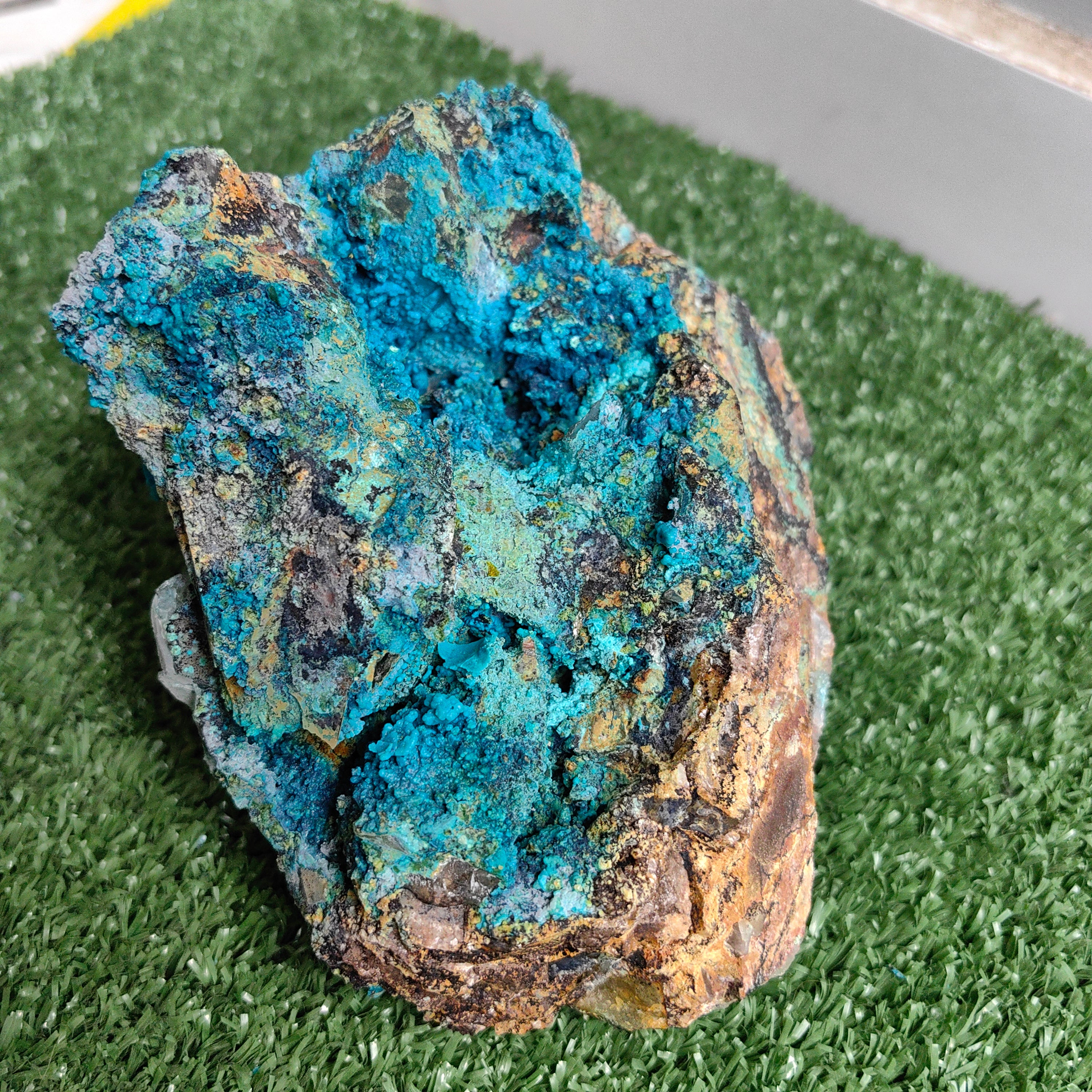 Chrysocolla on Quartz from mine tentadora