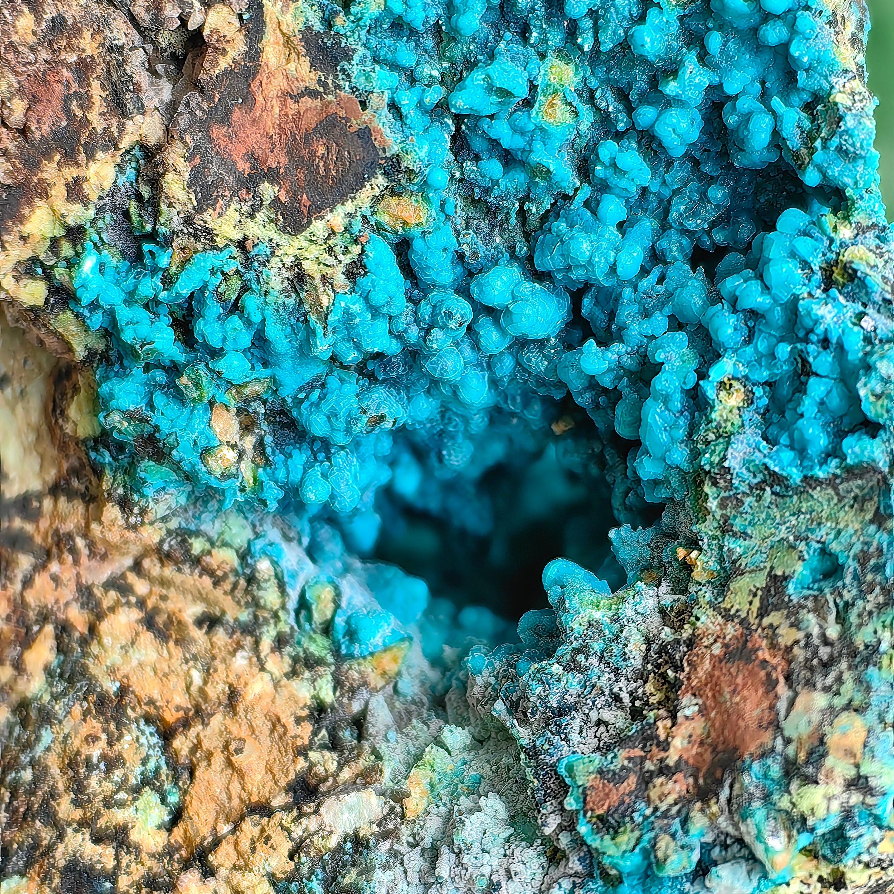 Chrysocolla on Quartz from mine tentadora