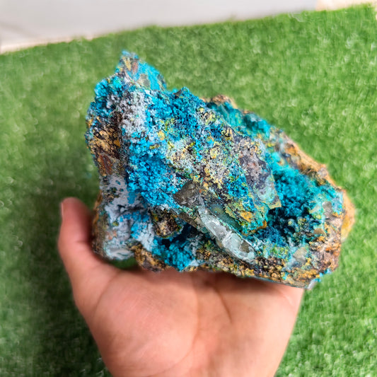 Chrysocolla on Quartz from mine tentadora