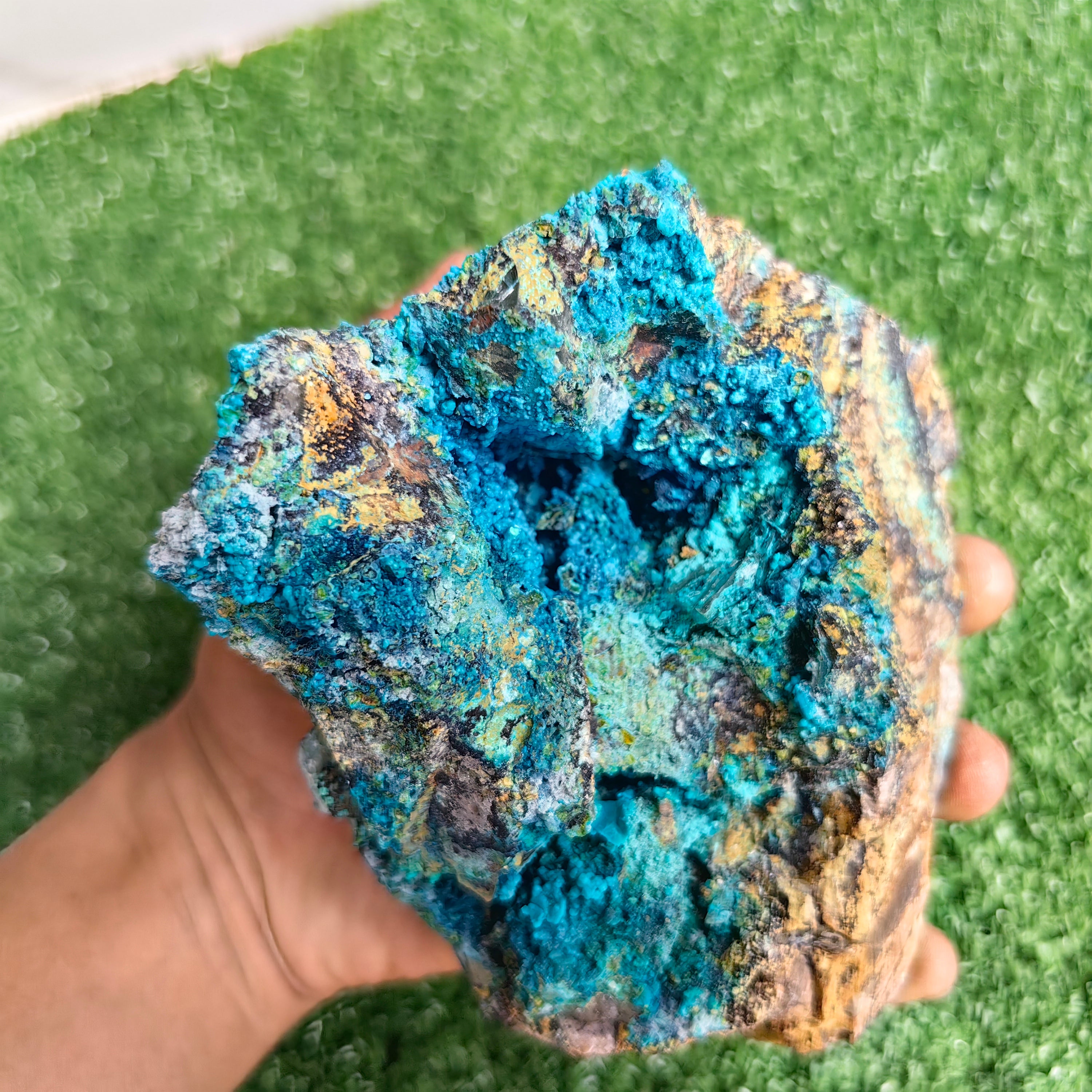 Chrysocolla on Quartz from mine tentadora