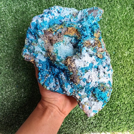 Chrysocolla on Quartz from mine tentadora