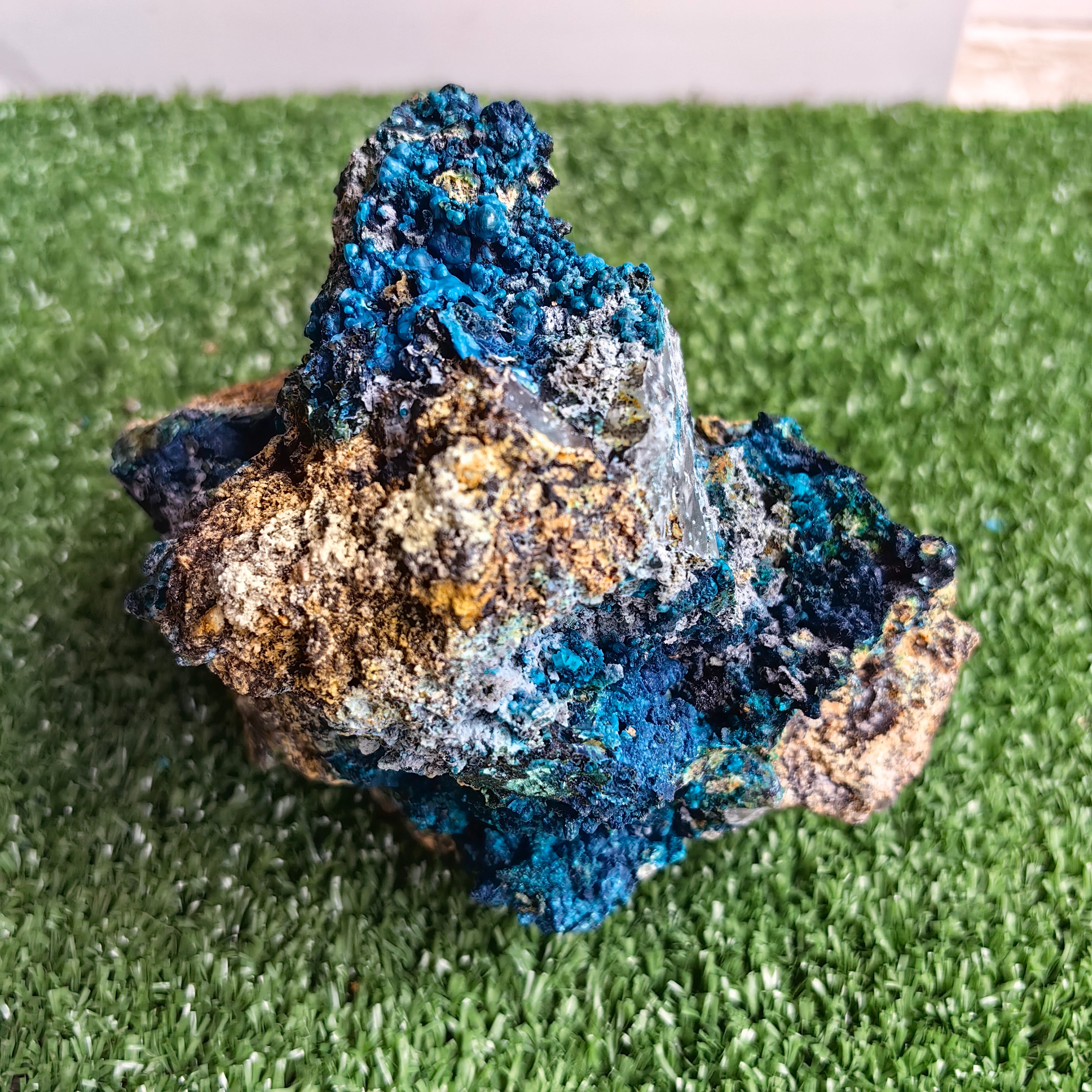 Chrysocolla on Quartz from mine tentadora