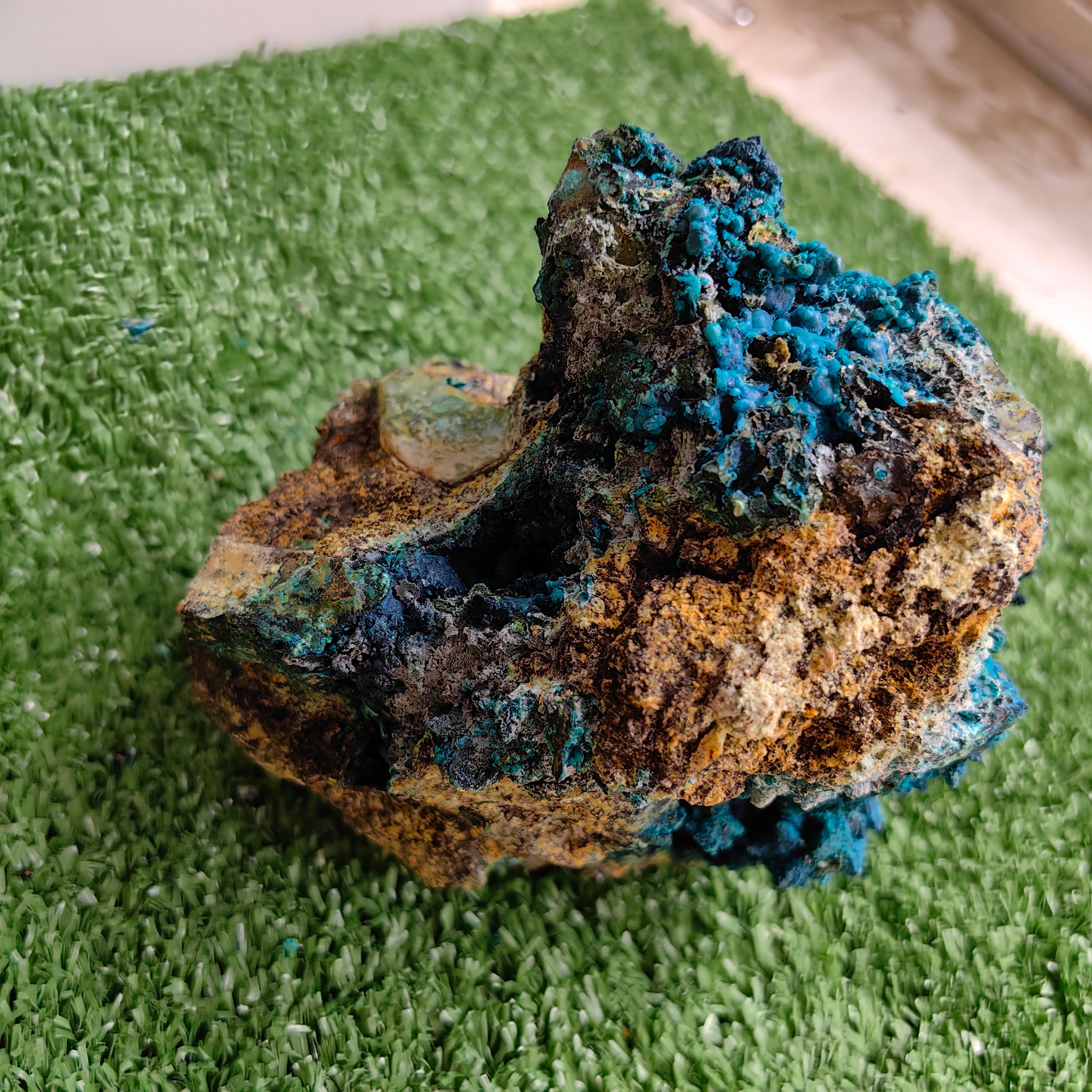 Chrysocolla on Quartz from mine tentadora