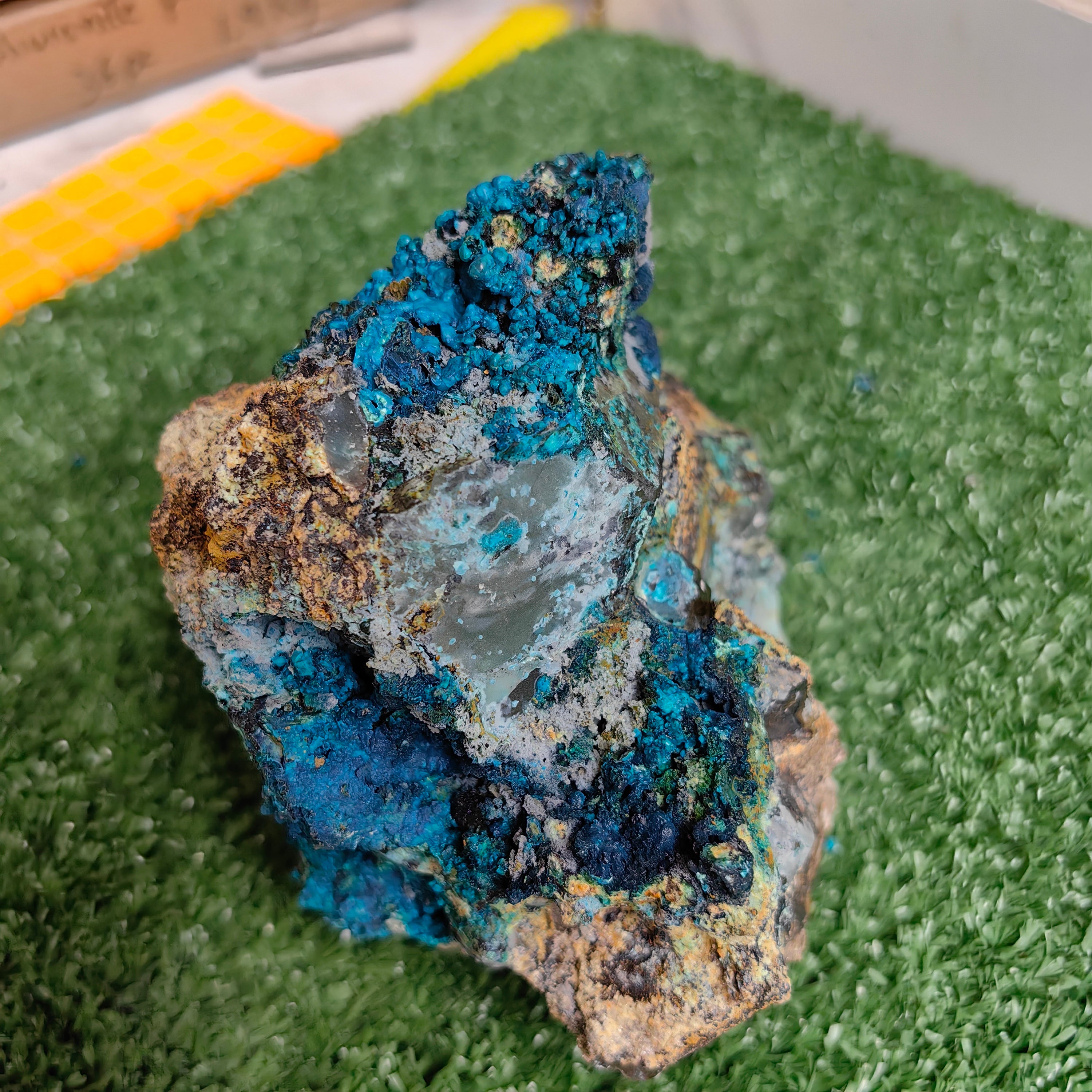 Chrysocolla on Quartz from mine tentadora