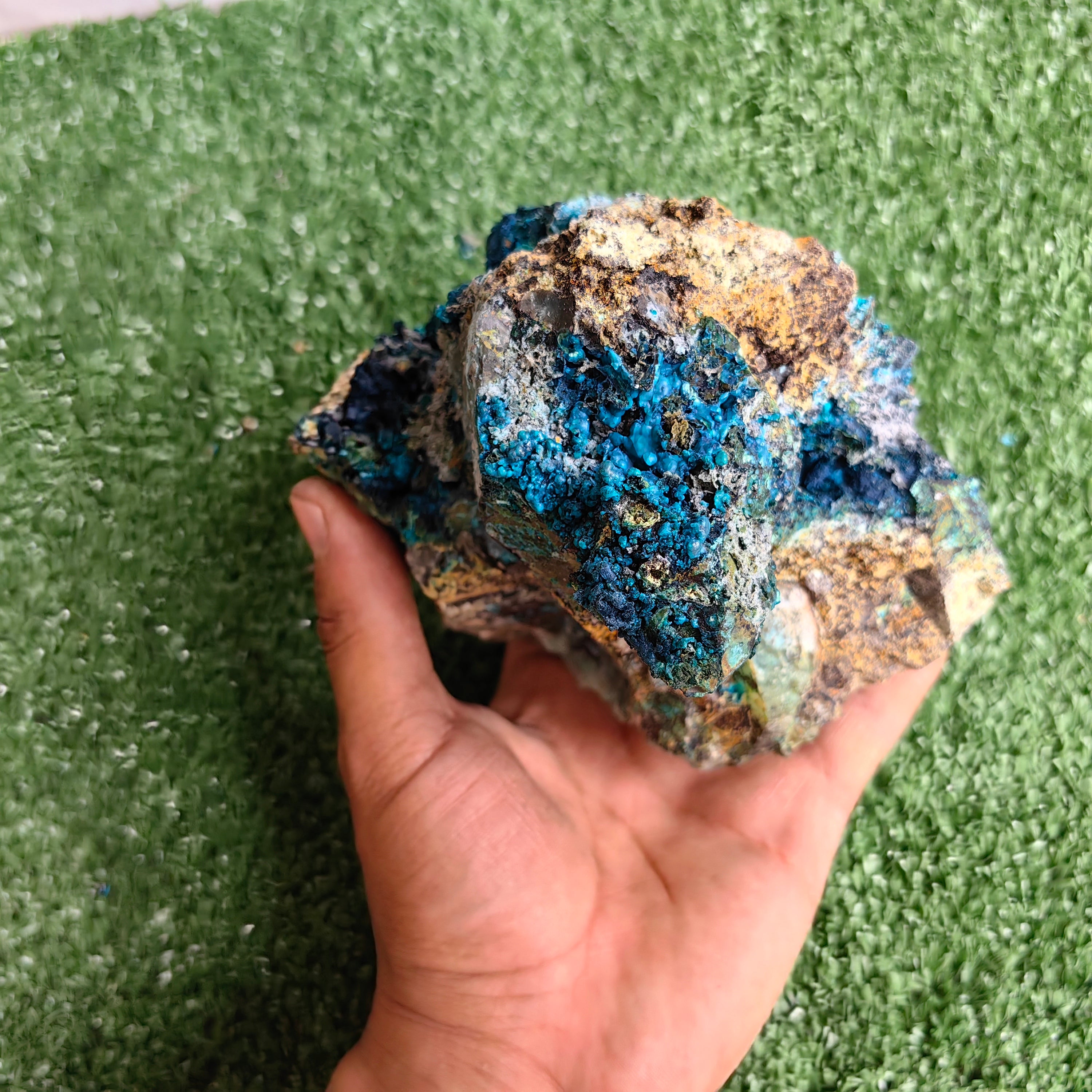 Chrysocolla on Quartz from mine tentadora
